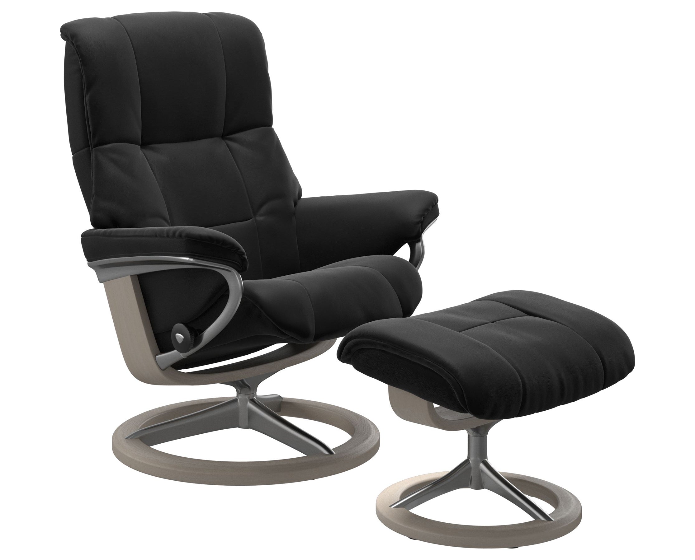 Paloma Leather Black S/M/L and Whitewash Base | Stressless Mayfair Signature Recliner | Valley Ridge Furniture