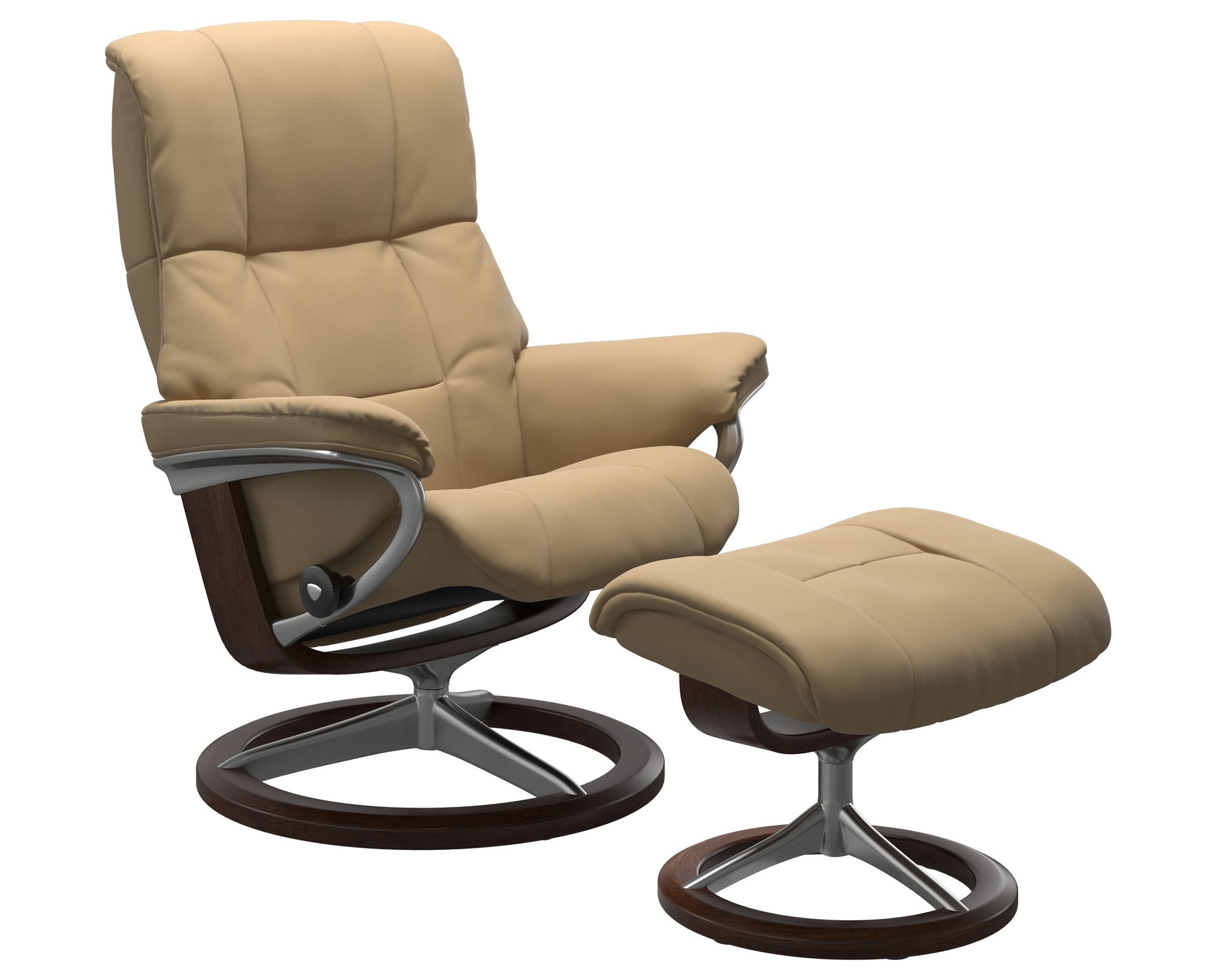 Paloma Leather Sand S/M/L and Brown Base | Stressless Mayfair Signature Recliner | Valley Ridge Furniture