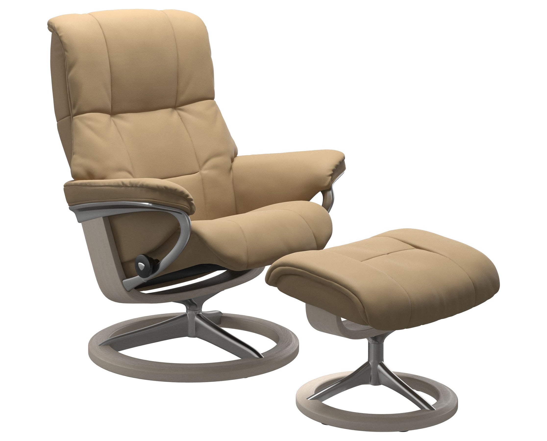 Paloma Leather Sand S/M/L and Whitewash Base | Stressless Mayfair Signature Recliner | Valley Ridge Furniture