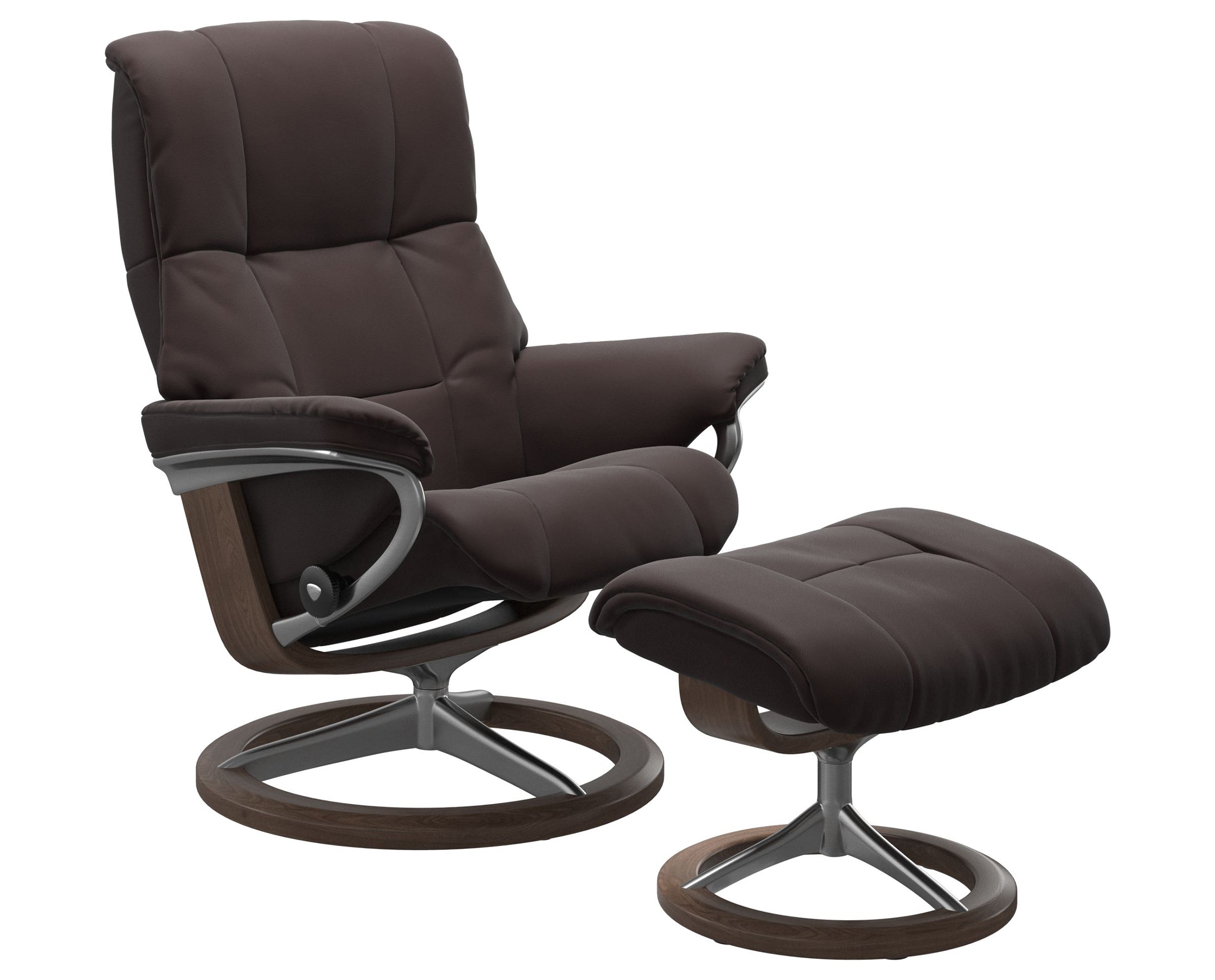 Paloma Leather Chocolate S/M/L and Walnut Base | Stressless Mayfair Signature Recliner | Valley Ridge Furniture