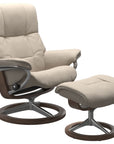 Paloma Leather Fog S/M/L and Walnut Base | Stressless Mayfair Signature Recliner | Valley Ridge Furniture