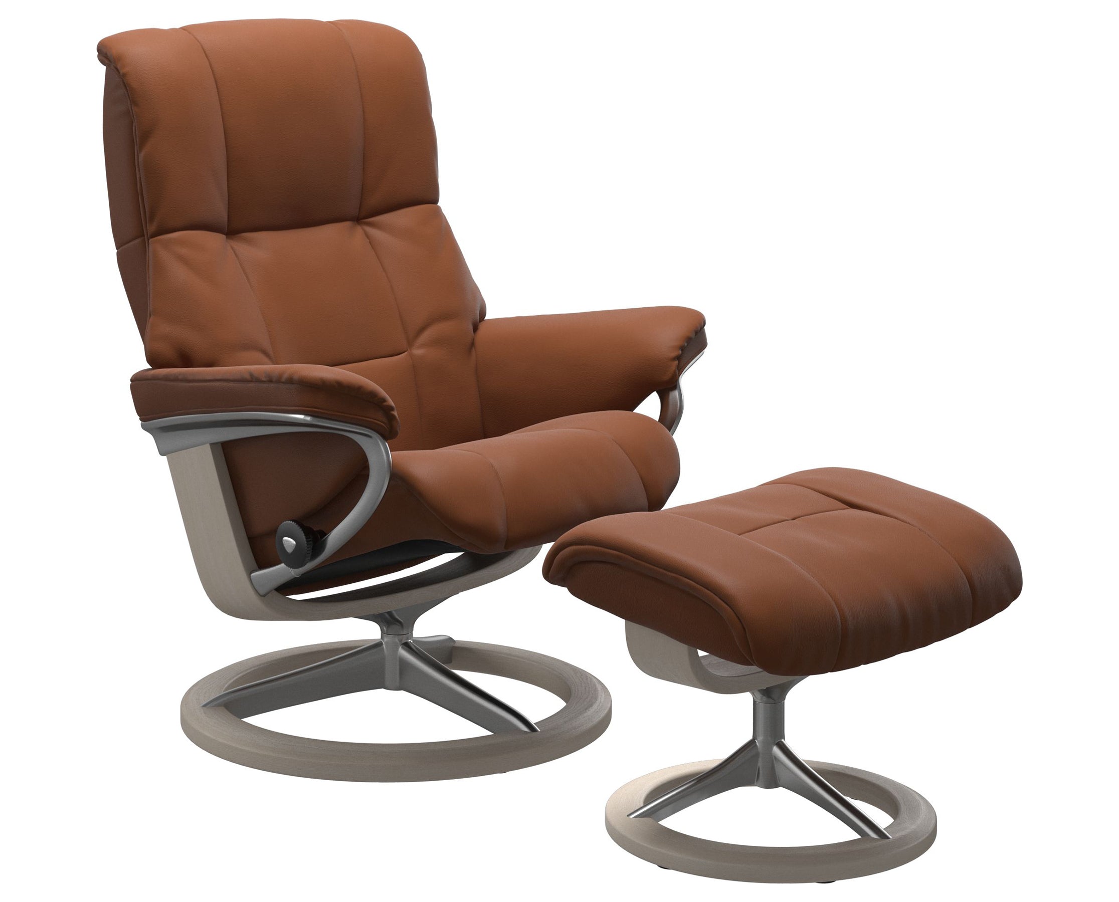 Paloma Leather New Cognac S/M/L and Whitewash Base | Stressless Mayfair Signature Recliner | Valley Ridge Furniture