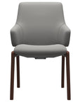 Paloma Leather Silver Grey and Walnut Base | Stressless Laurel Low Back D100 Dining Chair w/Arms | Valley Ridge Furniture