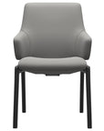Paloma Leather Silver Grey and Black Base | Stressless Laurel Low Back D100 Dining Chair w/Arms | Valley Ridge Furniture