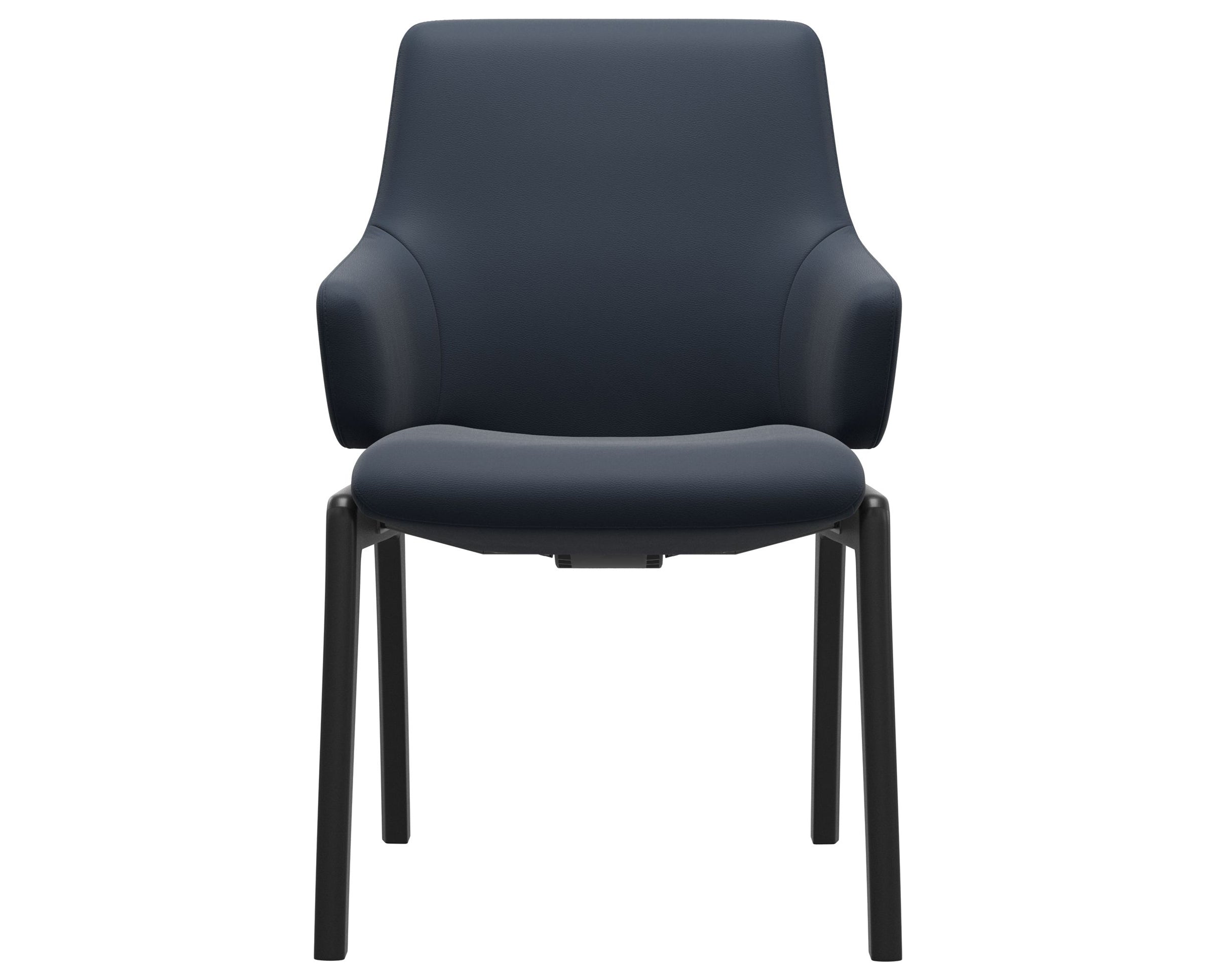 Paloma Leather Oxford Blue and Black Base | Stressless Laurel Low Back D100 Dining Chair w/Arms | Valley Ridge Furniture