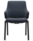 Paloma Leather Oxford Blue and Black Base | Stressless Laurel Low Back D100 Dining Chair w/Arms | Valley Ridge Furniture
