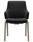 Paloma Leather Black and Natural Base | Stressless Laurel Low Back D100 Dining Chair w/Arms | Valley Ridge Furniture