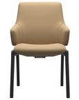 Paloma Leather Sand and Black Base | Stressless Laurel Low Back D100 Dining Chair w/Arms | Valley Ridge Furniture