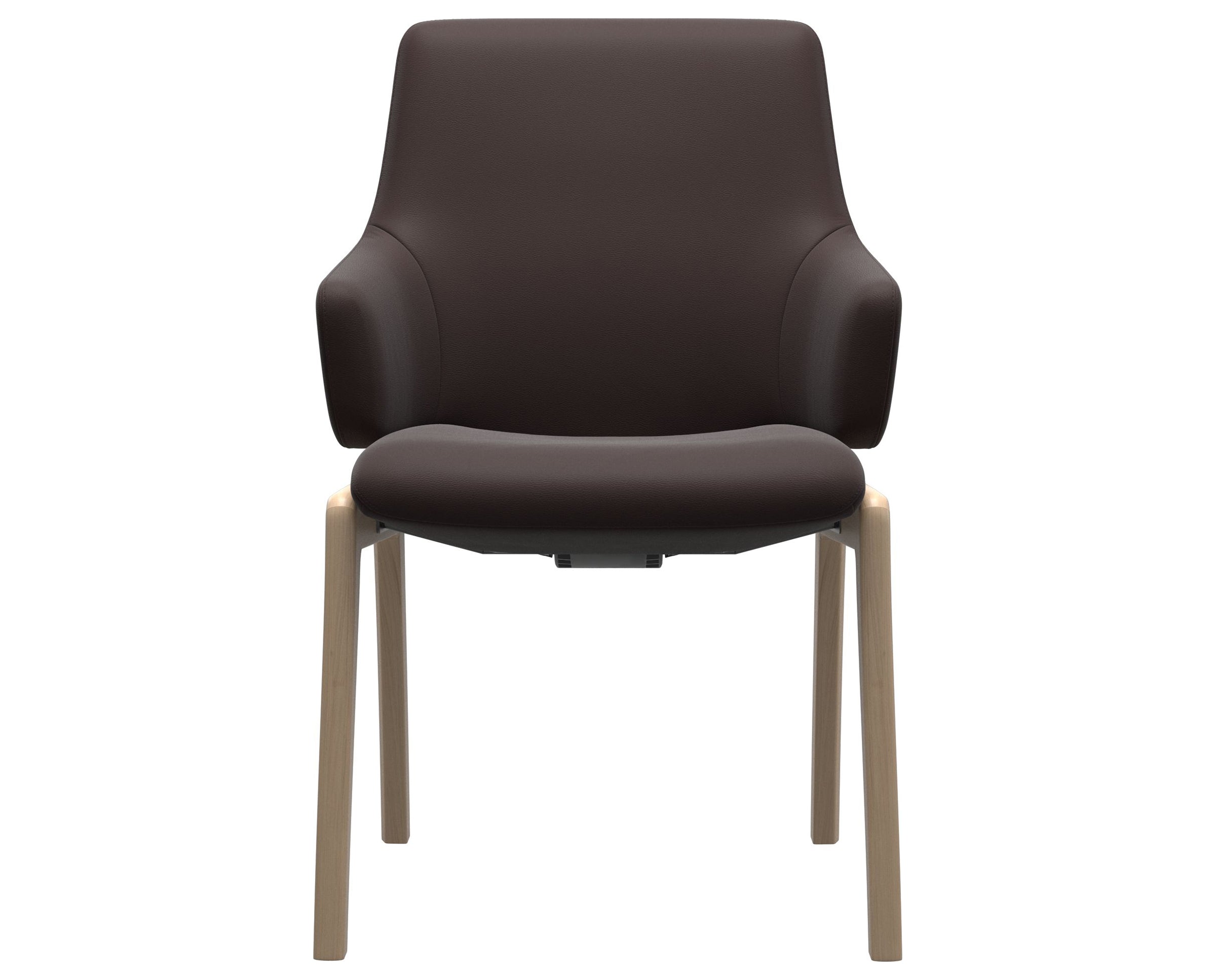 Paloma Leather Chocolate and Natural Base | Stressless Laurel Low Back D100 Dining Chair w/Arms | Valley Ridge Furniture