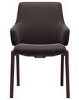Paloma Leather Chocolate and Walnut Base | Stressless Laurel Low Back D100 Dining Chair w/Arms | Valley Ridge Furniture