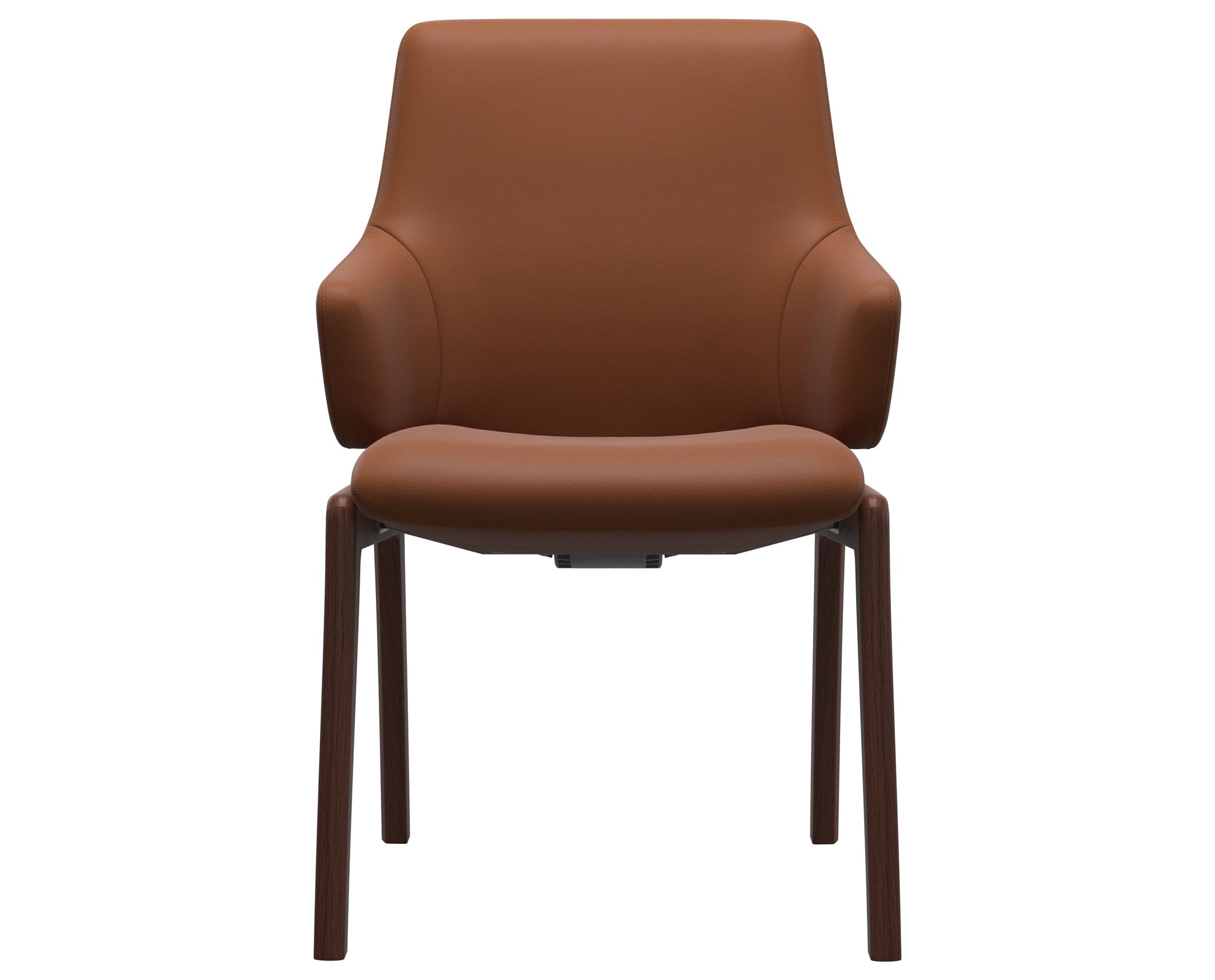 Paloma Leather New Cognac and Walnut Base | Stressless Laurel Low Back D100 Dining Chair w/Arms | Valley Ridge Furniture
