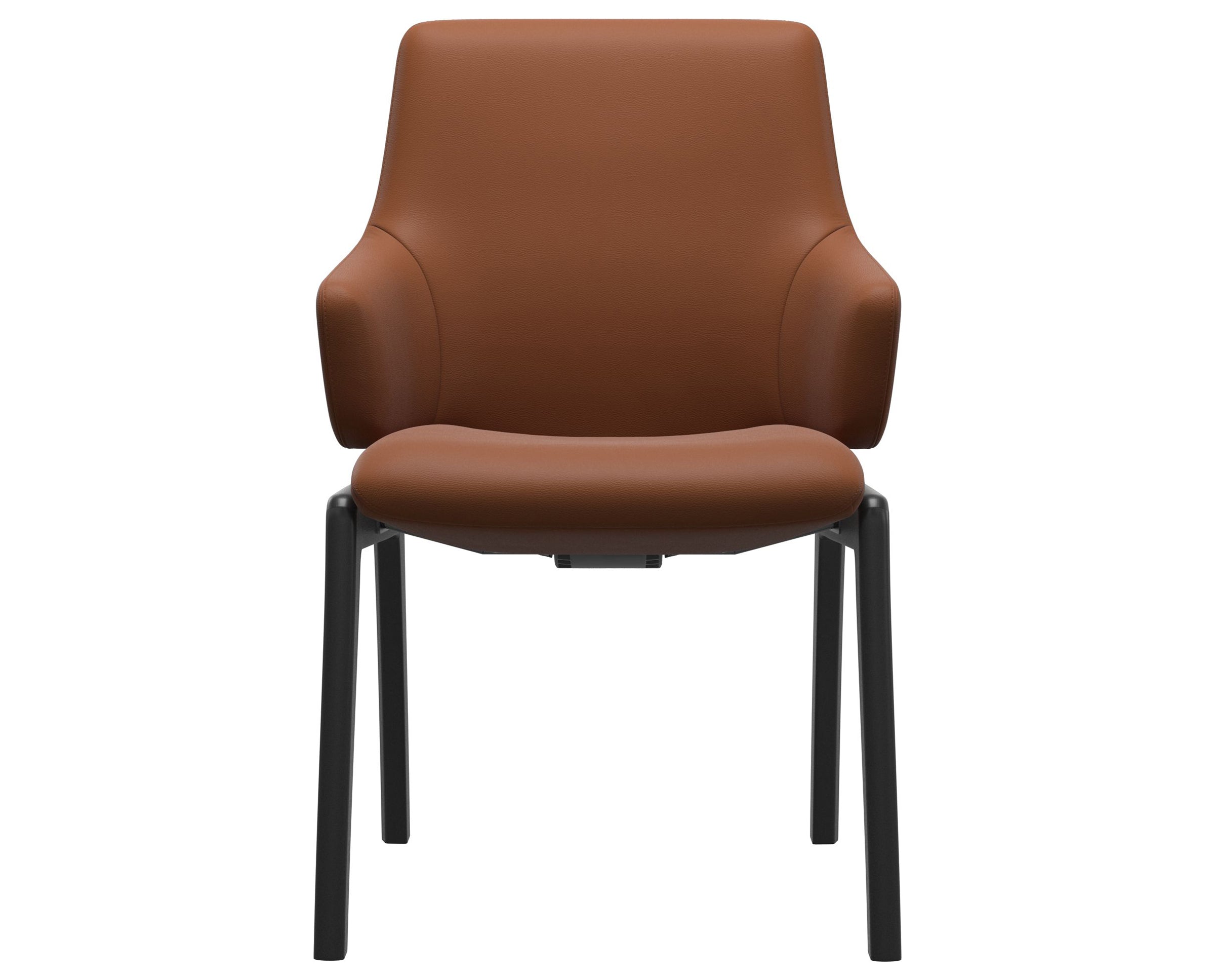 Paloma Leather New Cognac and Black Base | Stressless Laurel Low Back D100 Dining Chair w/Arms | Valley Ridge Furniture