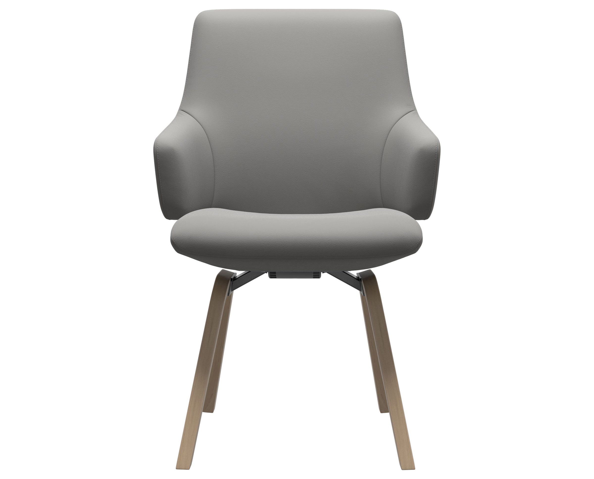Paloma Leather Silver Grey and Natural Base | Stressless Laurel Low Back D200 Dining Chair w/Arms | Valley Ridge Furniture