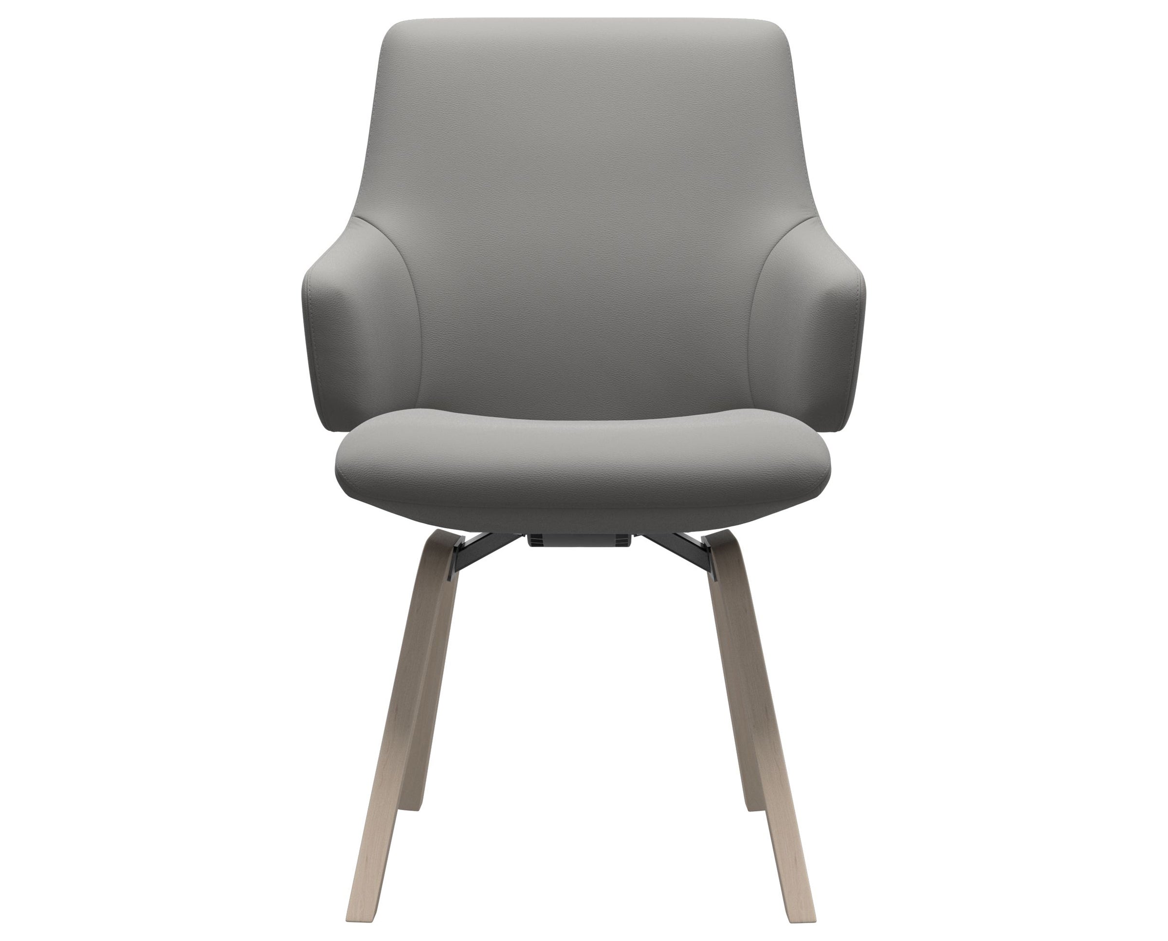 Paloma Leather Silver Grey and Whitewash Base | Stressless Laurel Low Back D200 Dining Chair w/Arms | Valley Ridge Furniture