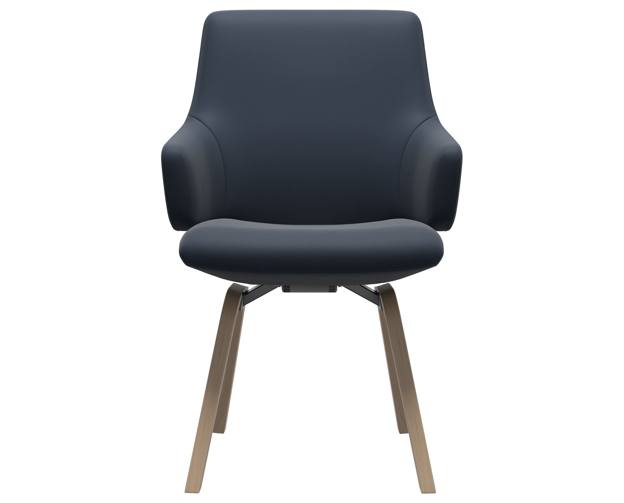 Paloma Leather Oxford Blue and Natural Base | Stressless Laurel Low Back D200 Dining Chair w/Arms | Valley Ridge Furniture