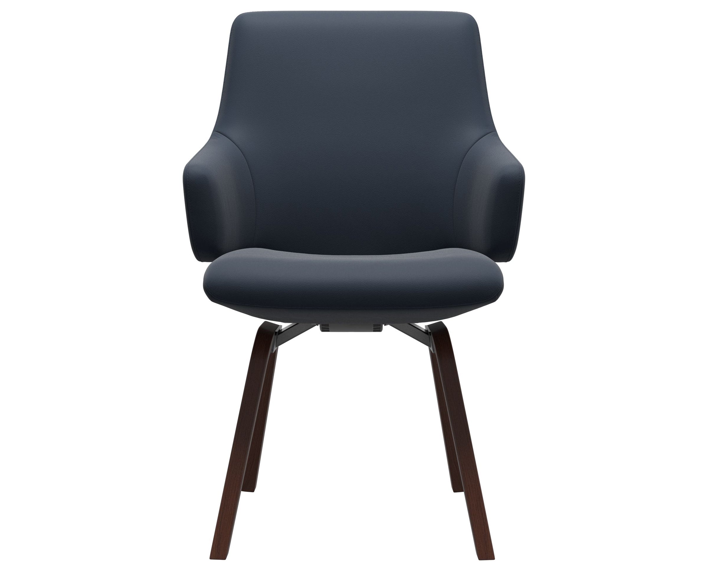 Paloma Leather Oxford Blue and Walnut Base | Stressless Laurel Low Back D200 Dining Chair w/Arms | Valley Ridge Furniture