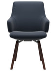 Paloma Leather Oxford Blue and Walnut Base | Stressless Laurel Low Back D200 Dining Chair w/Arms | Valley Ridge Furniture