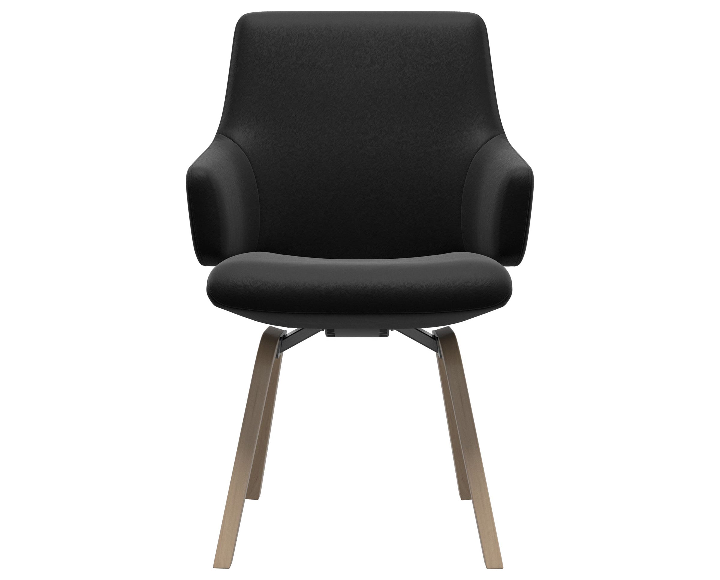 Paloma Leather Black and Natural Base | Stressless Laurel Low Back D200 Dining Chair w/Arms | Valley Ridge Furniture