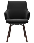 Paloma Leather Black and Walnut Base | Stressless Laurel Low Back D200 Dining Chair w/Arms | Valley Ridge Furniture