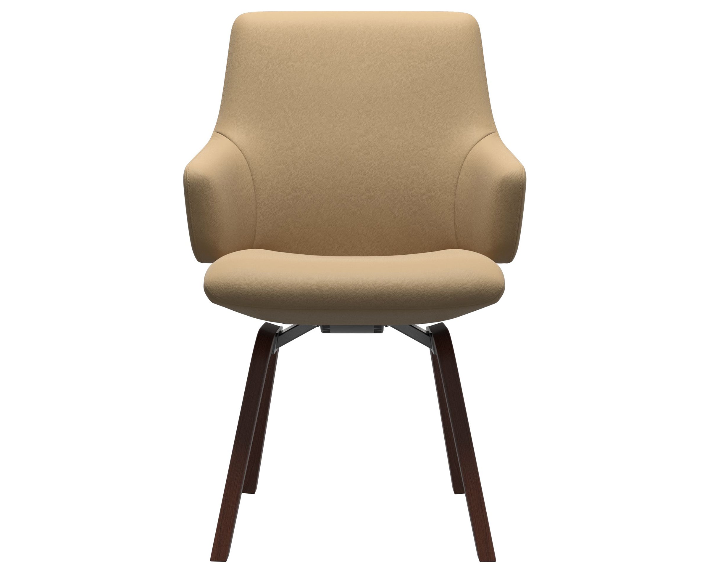 Paloma Leather Sand and Walnut Base | Stressless Laurel Low Back D200 Dining Chair w/Arms | Valley Ridge Furniture