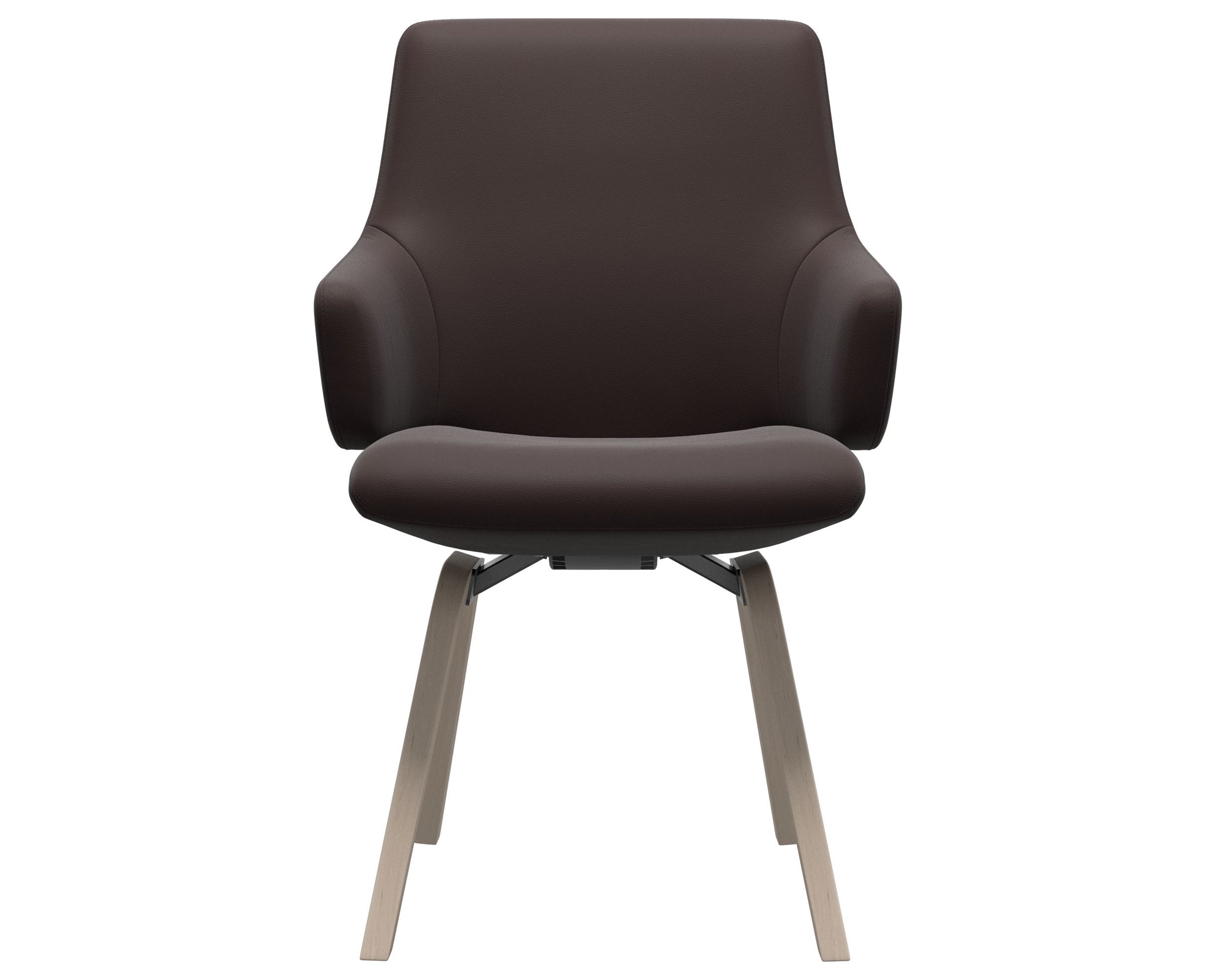 Paloma Leather Chocolate and Whitewash Base | Stressless Laurel Low Back D200 Dining Chair w/Arms | Valley Ridge Furniture