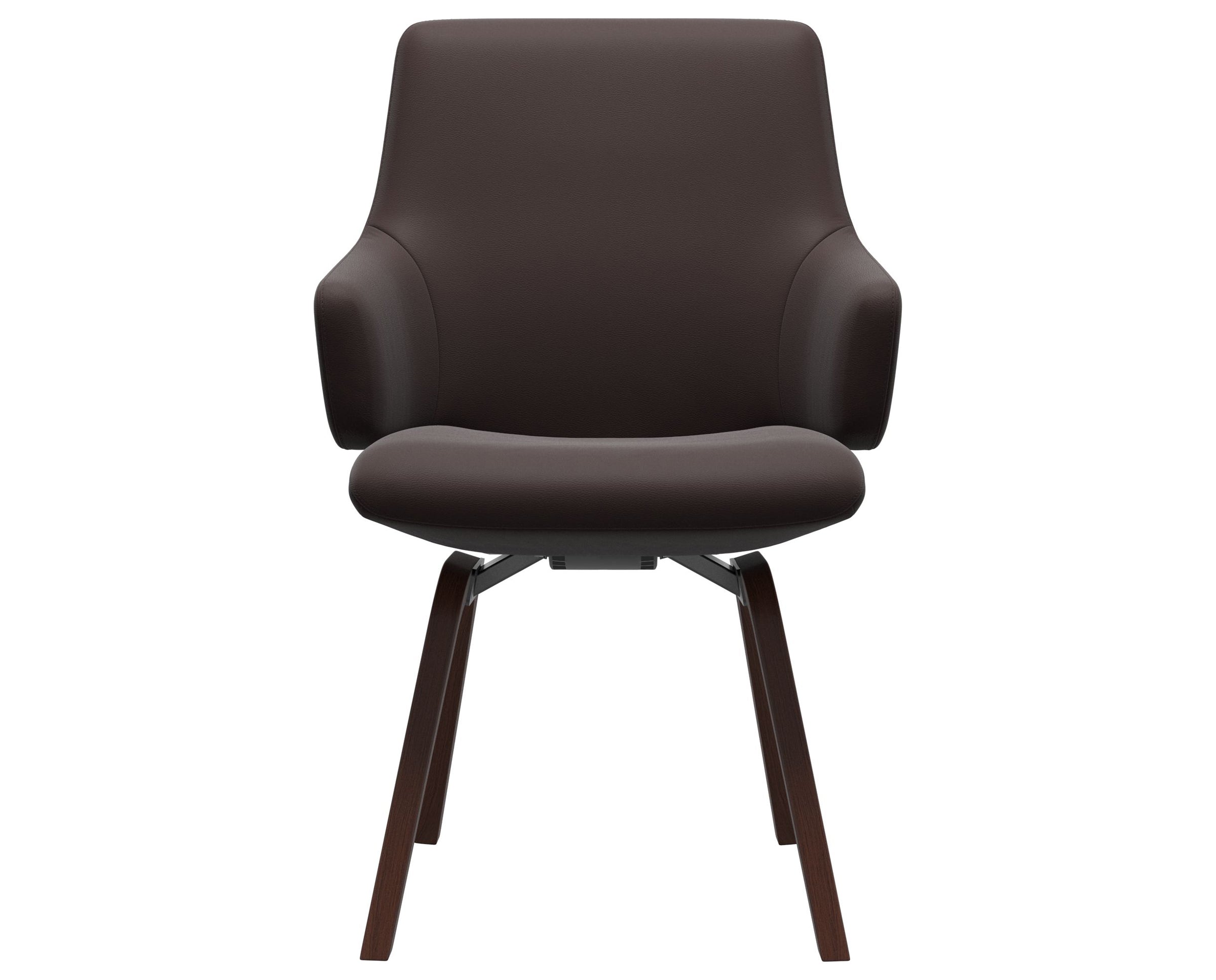 Paloma Leather Chocolate and Walnut Base | Stressless Laurel Low Back D200 Dining Chair w/Arms | Valley Ridge Furniture