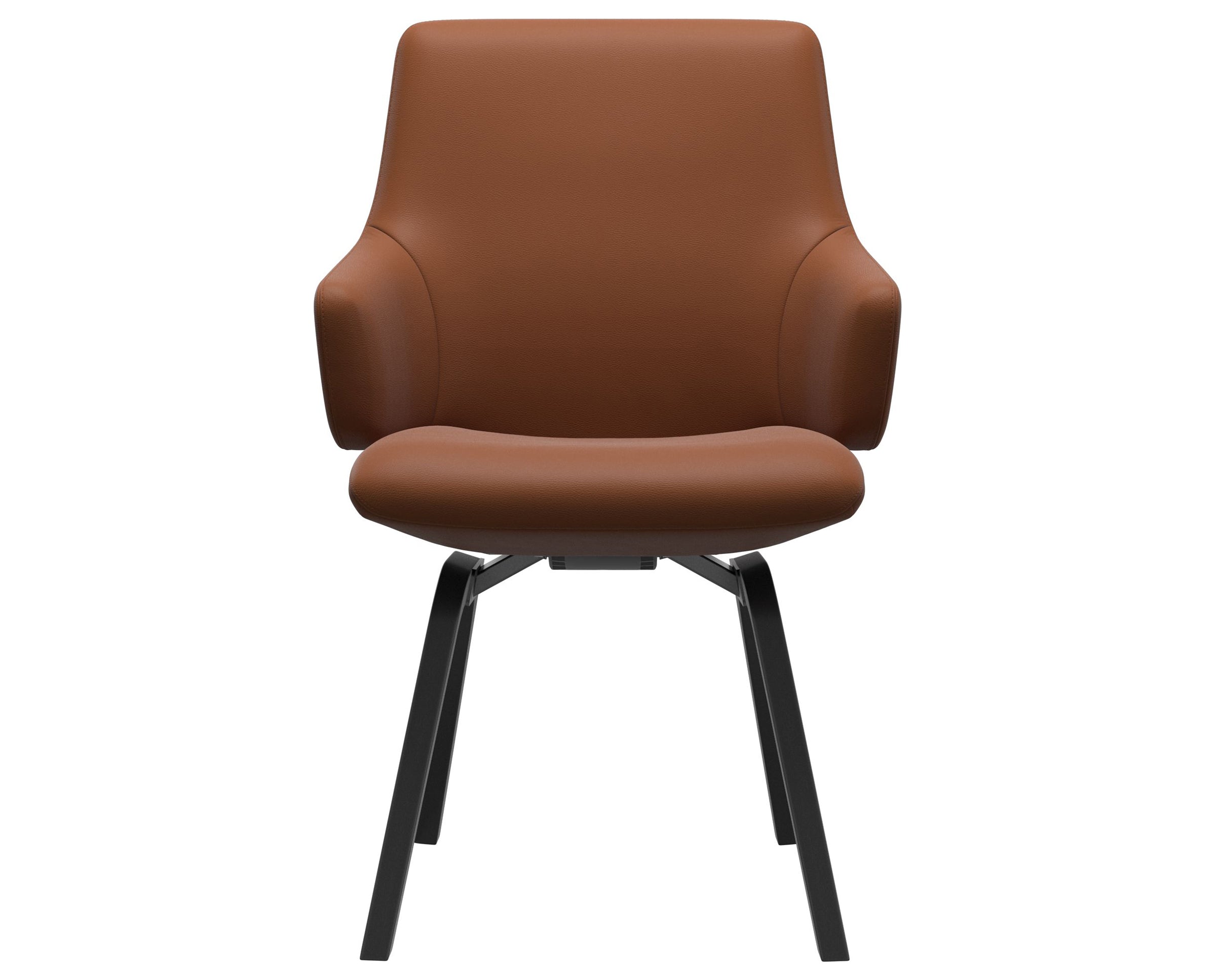 Paloma Leather New Cognac and Black Base | Stressless Laurel Low Back D200 Dining Chair w/Arms | Valley Ridge Furniture