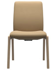 Paloma Leather Sand and Natural Base | Stressless Laurel Low Back D100 Dining Chair | Valley Ridge Furniture
