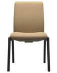 Paloma Leather Sand and Black Base | Stressless Laurel Low Back D100 Dining Chair | Valley Ridge Furniture