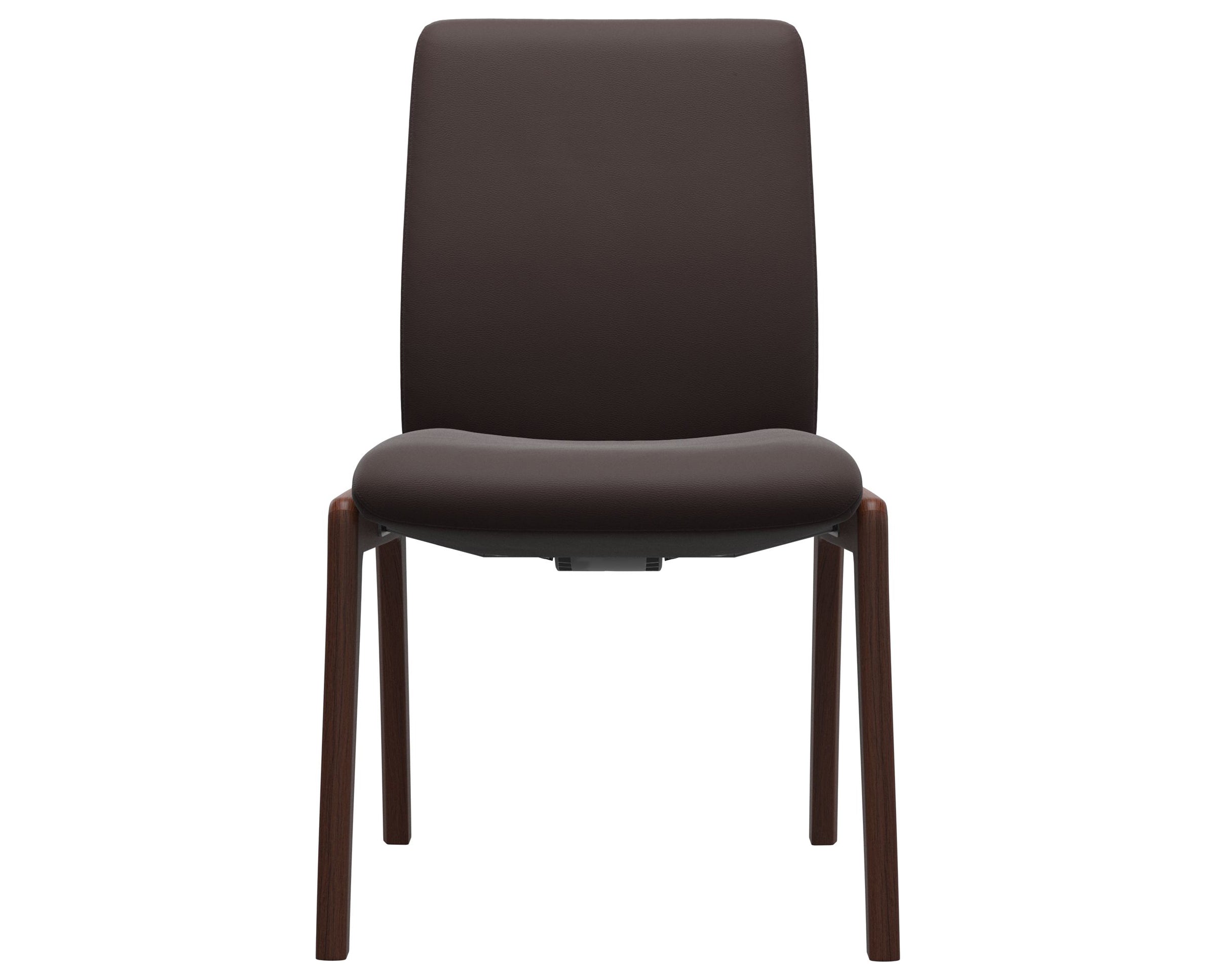 Paloma Leather Chocolate and Walnut Base | Stressless Laurel Low Back D100 Dining Chair | Valley Ridge Furniture