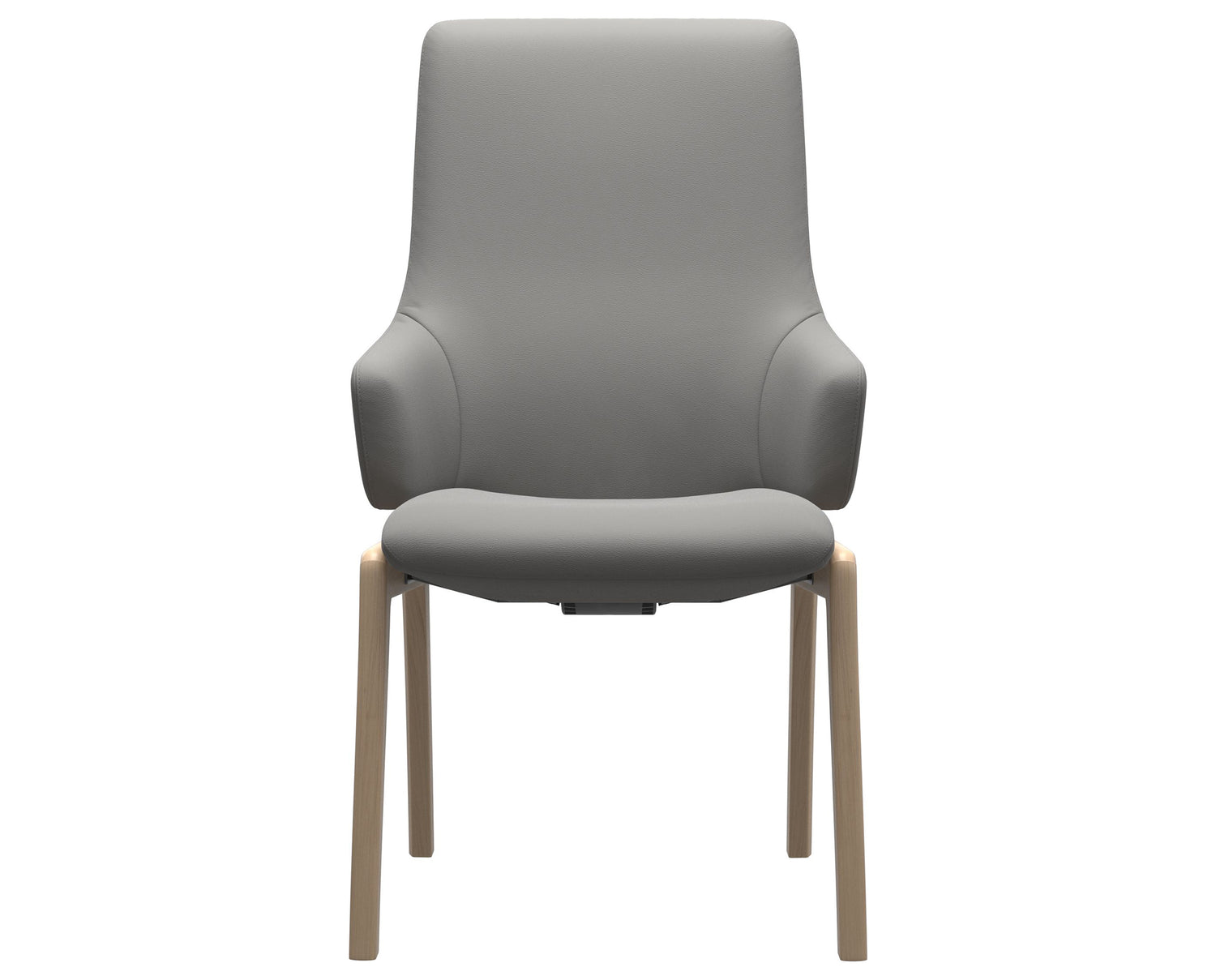 Paloma Leather Silver Grey & Natural Base | Stressless Laurel High Back D100 Dining Chair w/Arms | Valley Ridge Furniture