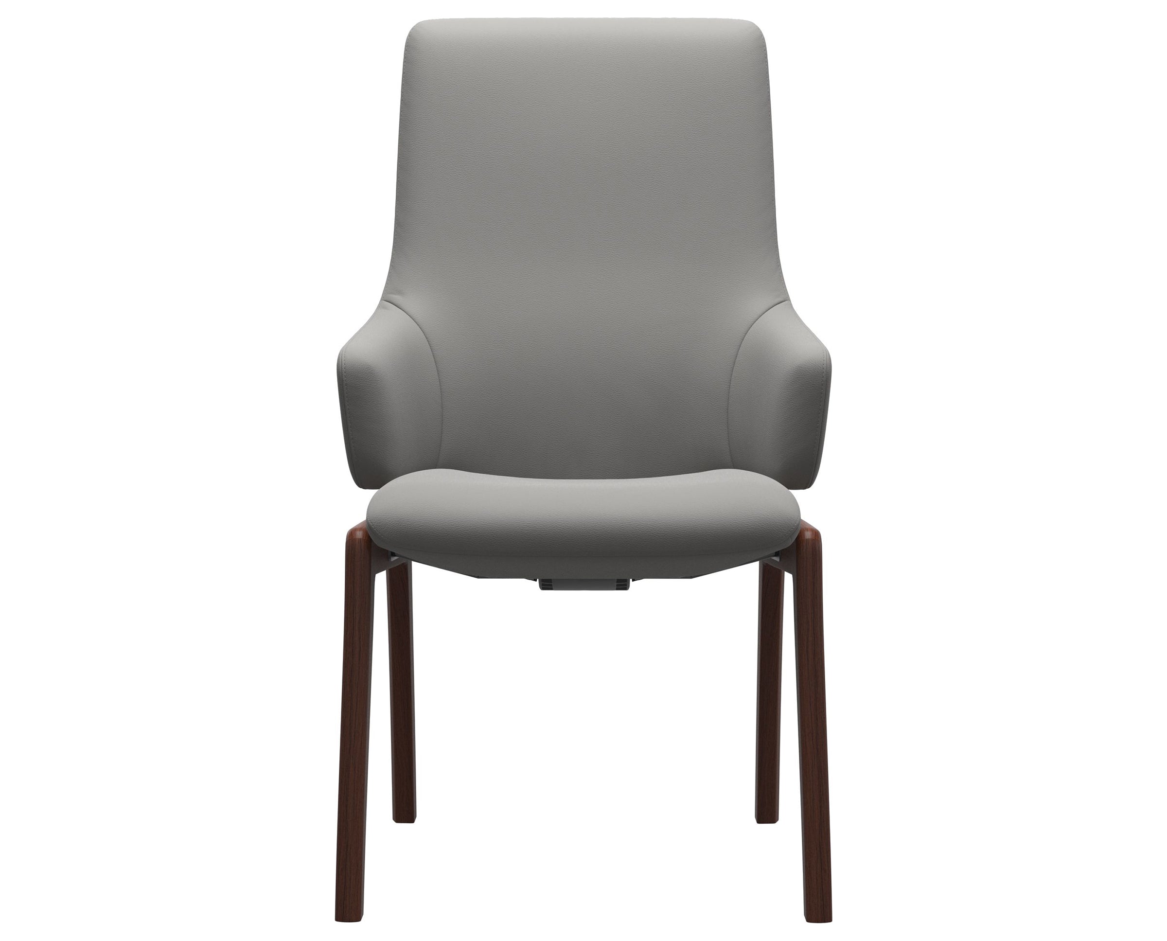 Paloma Leather Silver Grey and Walnut Base | Stressless Laurel High Back D100 Dining Chair w/Arms | Valley Ridge Furniture