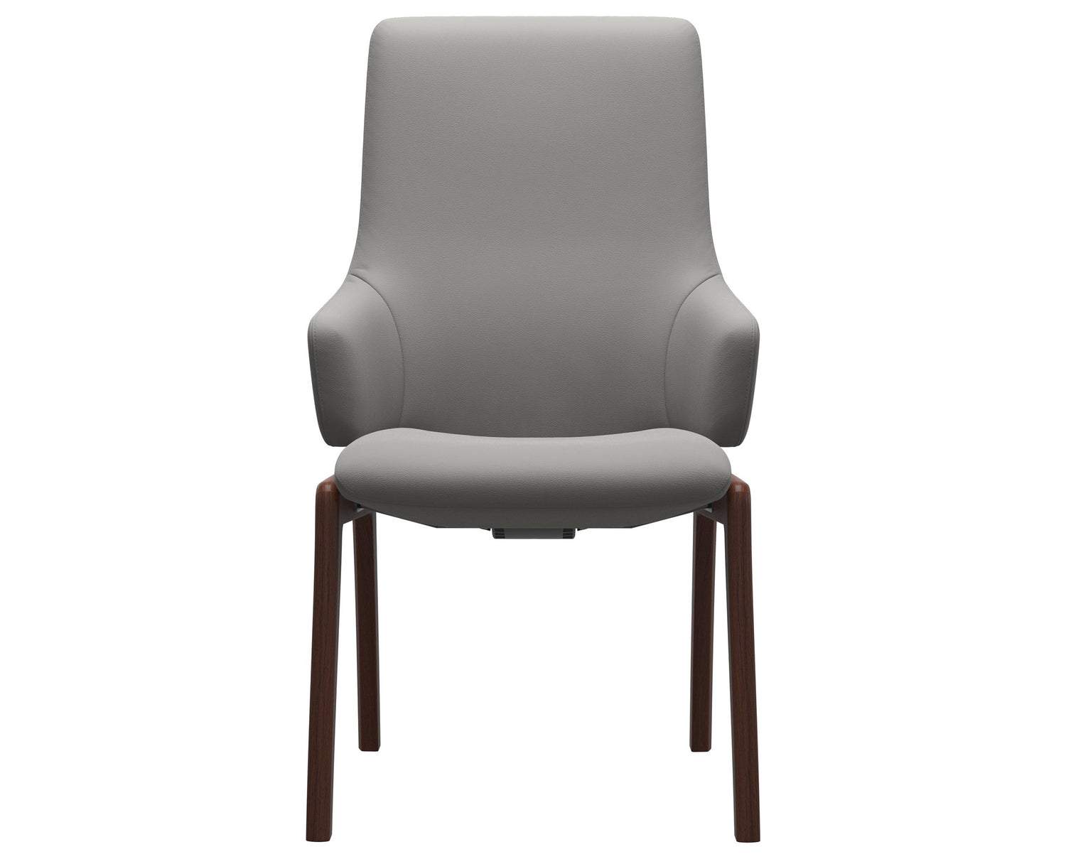 Paloma Leather Silver Grey & Walnut Base | Stressless Laurel High Back D100 Dining Chair w/Arms | Valley Ridge Furniture