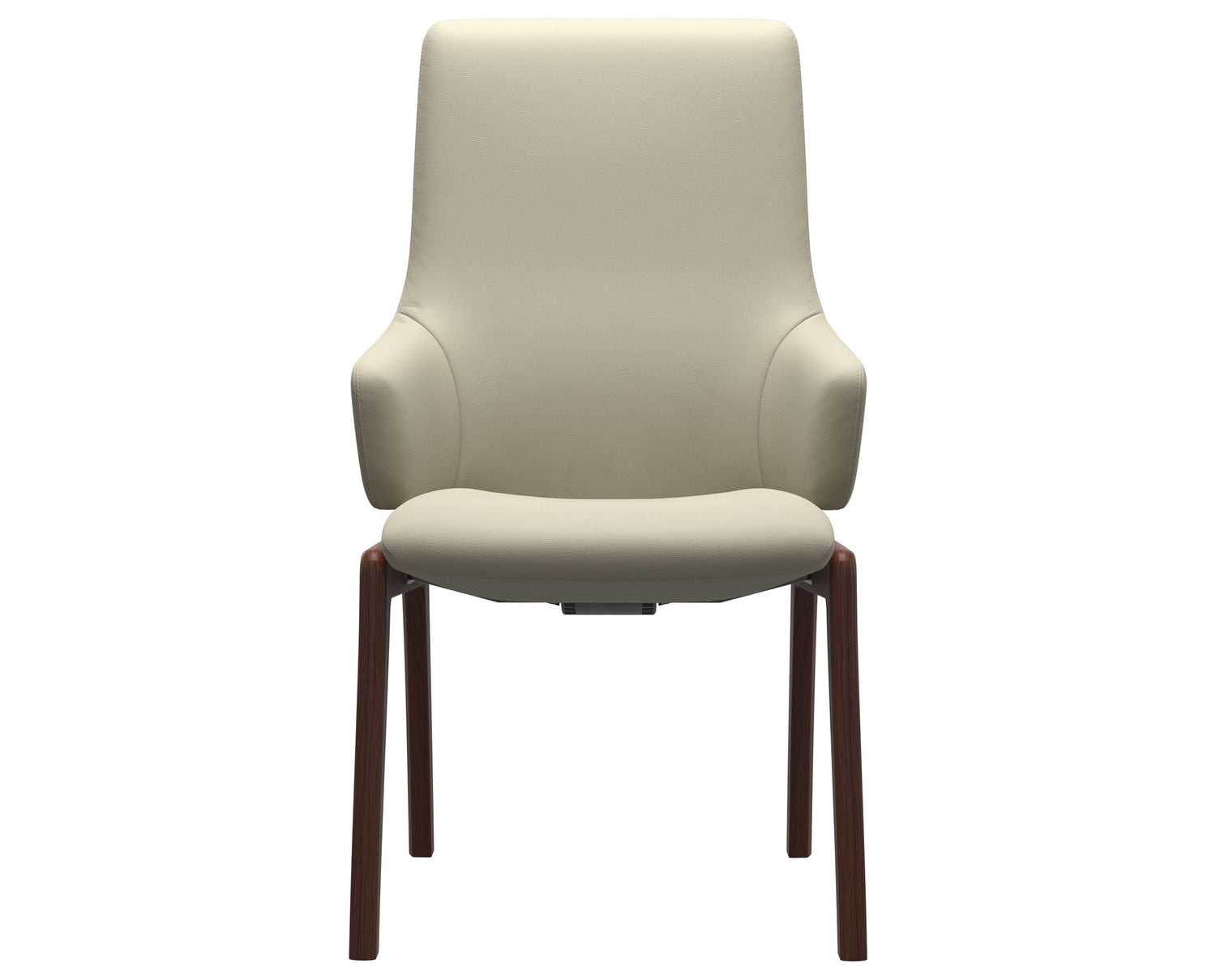 Paloma Leather Light Grey & Walnut Base | Stressless Laurel High Back D100 Dining Chair w/Arms | Valley Ridge Furniture