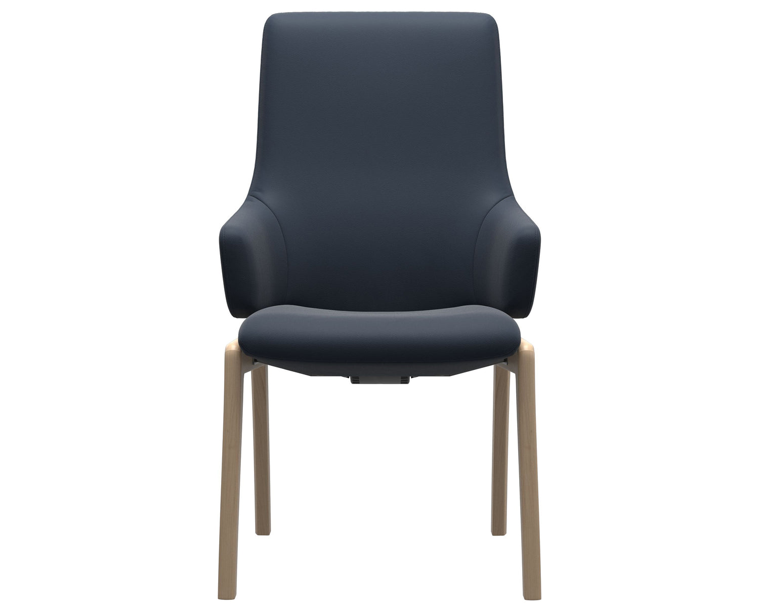 Paloma Leather Oxford Blue & Natural Base | Stressless Laurel High Back D100 Dining Chair w/Arms | Valley Ridge Furniture