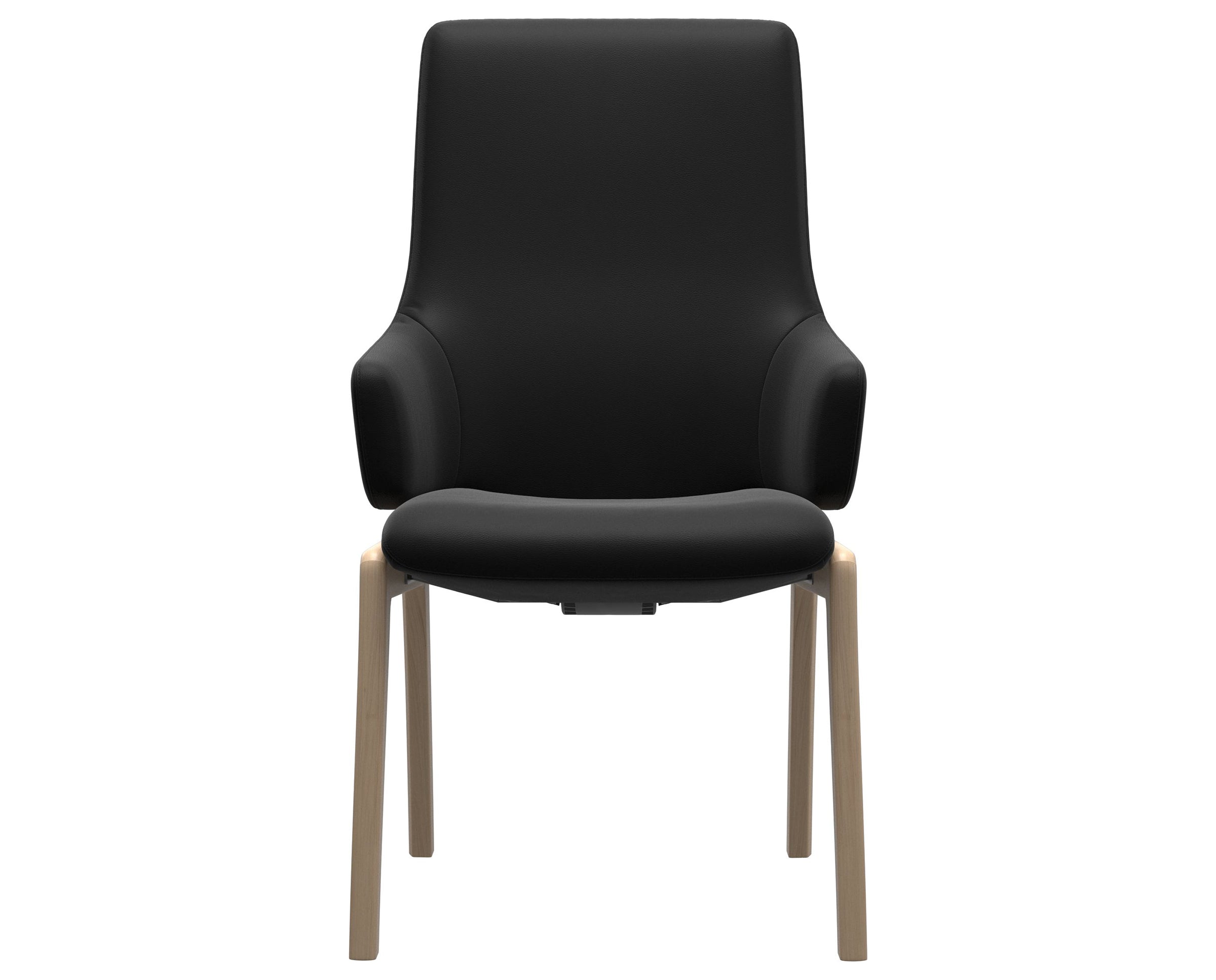 Paloma Leather Black and Natural Base | Stressless Laurel High Back D100 Dining Chair w/Arms | Valley Ridge Furniture