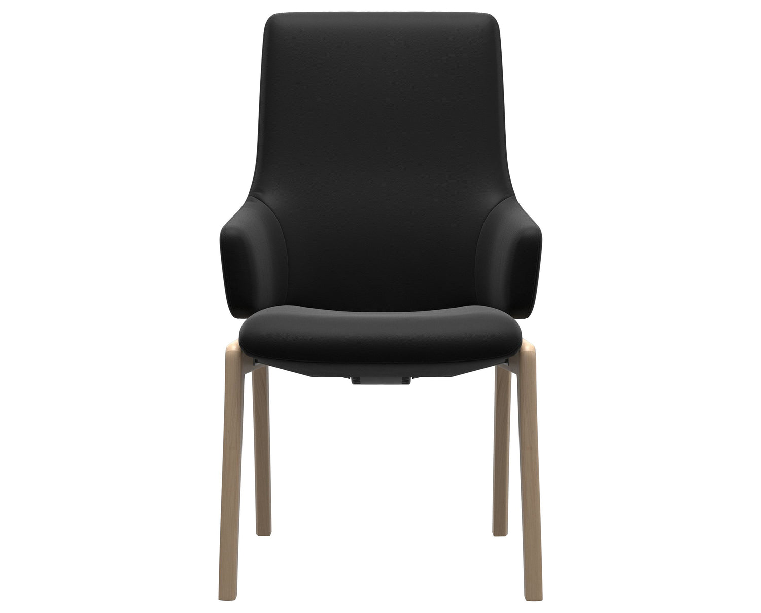 Paloma Leather Black & Natural Base | Stressless Laurel High Back D100 Dining Chair w/Arms | Valley Ridge Furniture