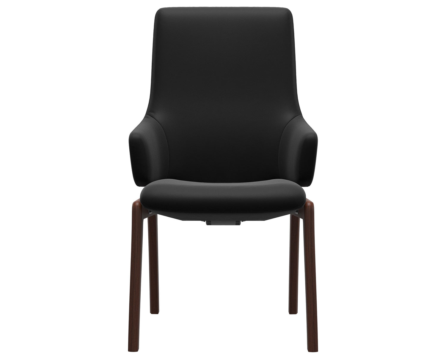Paloma Leather Black & Walnut Base | Stressless Laurel High Back D100 Dining Chair w/Arms | Valley Ridge Furniture