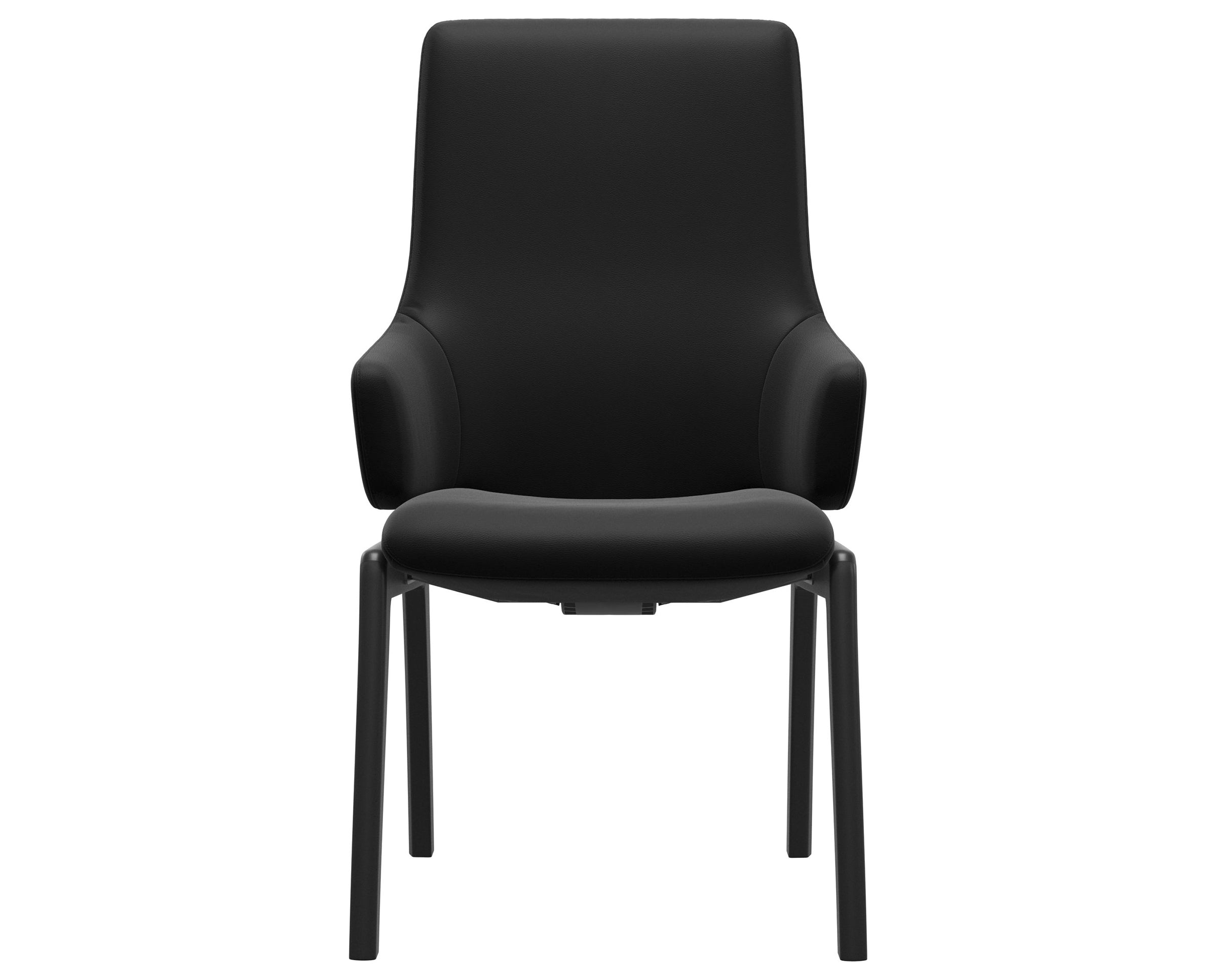 Paloma Leather Black and Black Base | Stressless Laurel High Back D100 Dining Chair w/Arms | Valley Ridge Furniture
