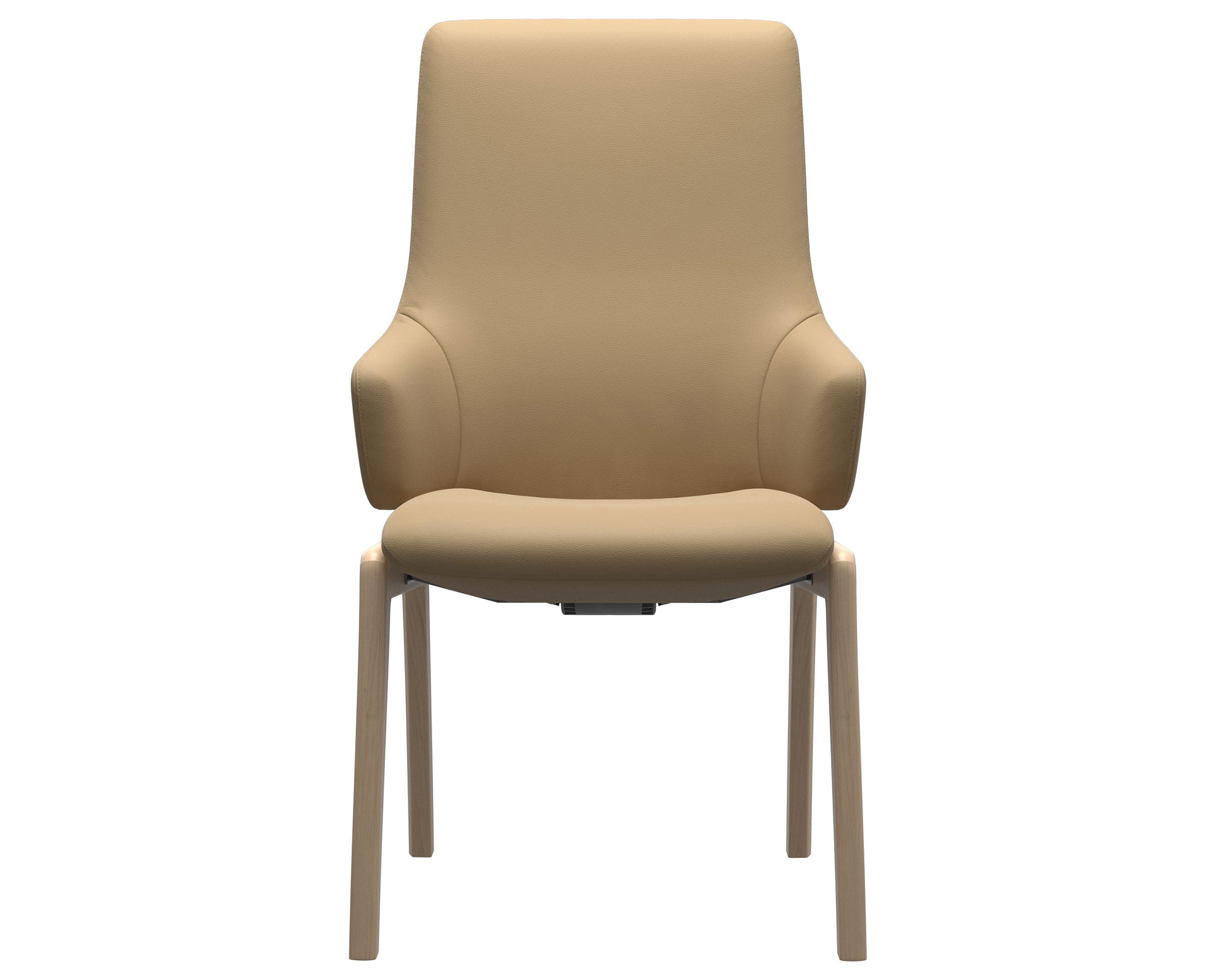 Paloma Leather Sand and Natural Base | Stressless Laurel High Back D100 Dining Chair w/Arms | Valley Ridge Furniture