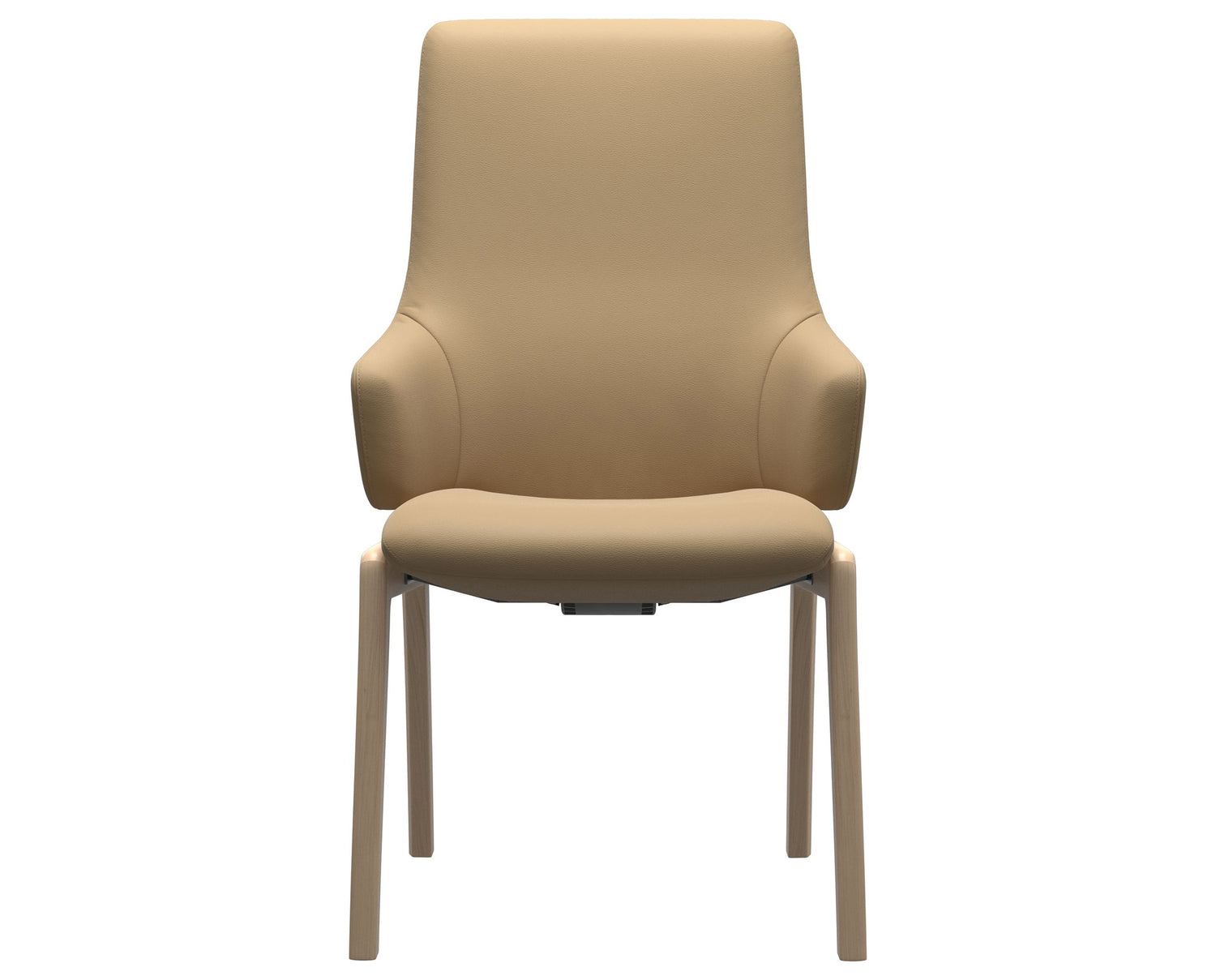 Paloma Leather Sand & Natural Base | Stressless Laurel High Back D100 Dining Chair w/Arms | Valley Ridge Furniture