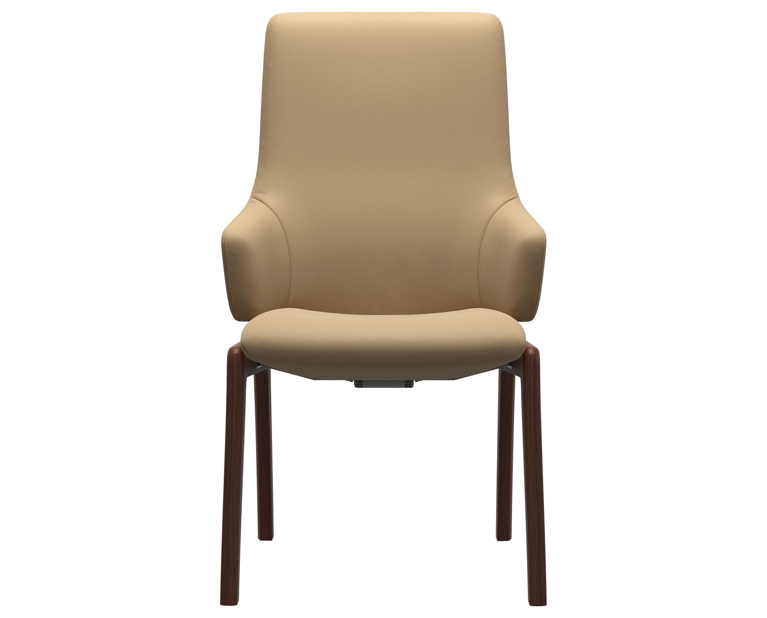 Paloma Leather Sand & Walnut Base | Stressless Laurel High Back D100 Dining Chair w/Arms | Valley Ridge Furniture