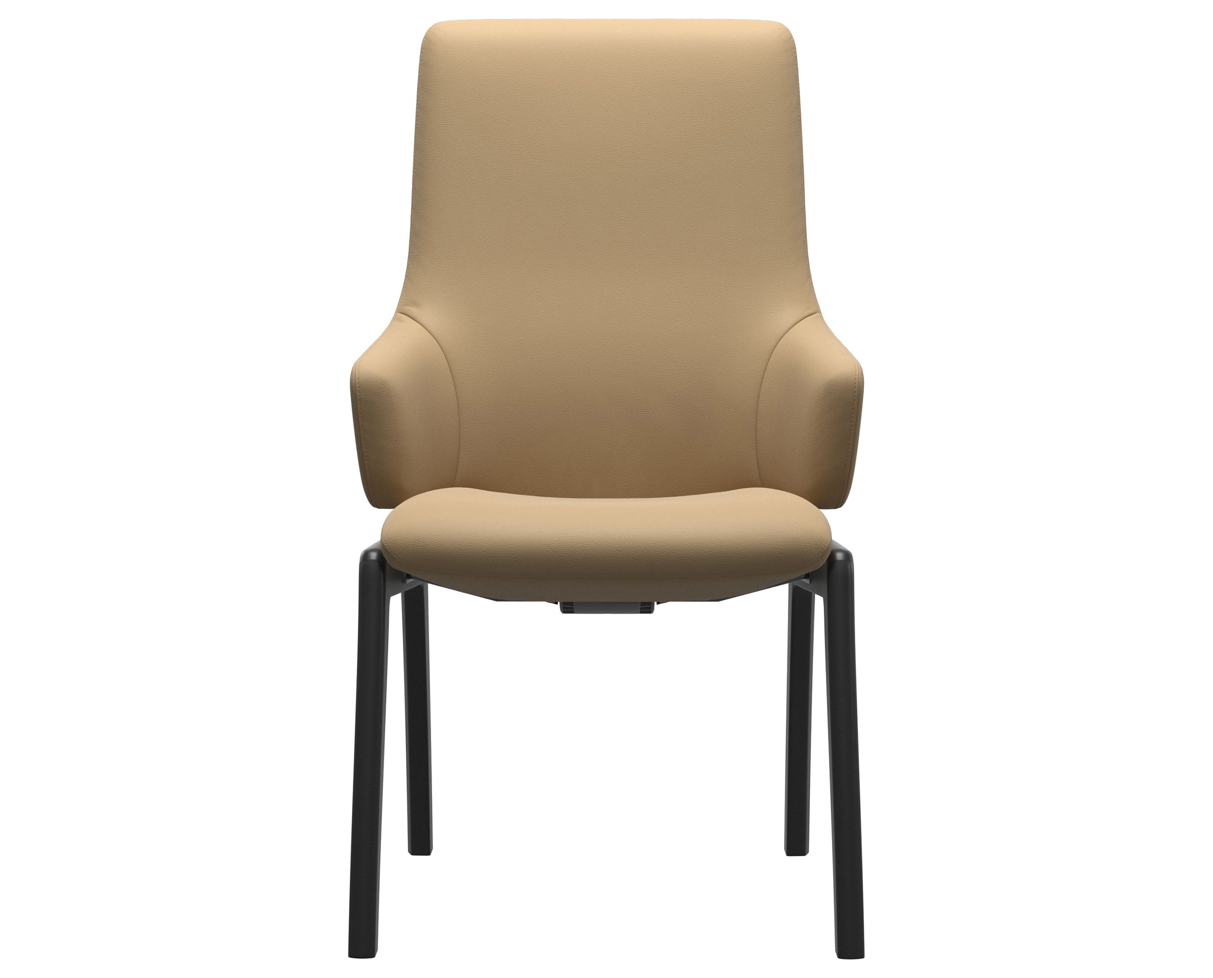 Paloma Leather Sand and Black Base | Stressless Laurel High Back D100 Dining Chair w/Arms | Valley Ridge Furniture