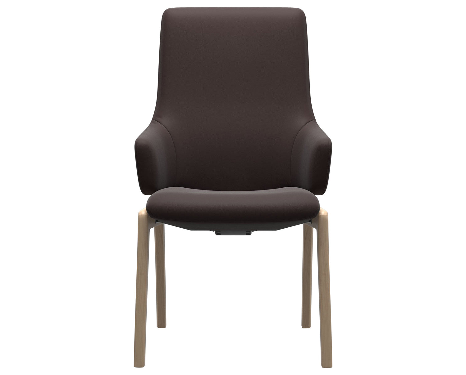 Paloma Leather Chocolate & Natural Base | Stressless Laurel High Back D100 Dining Chair w/Arms | Valley Ridge Furniture