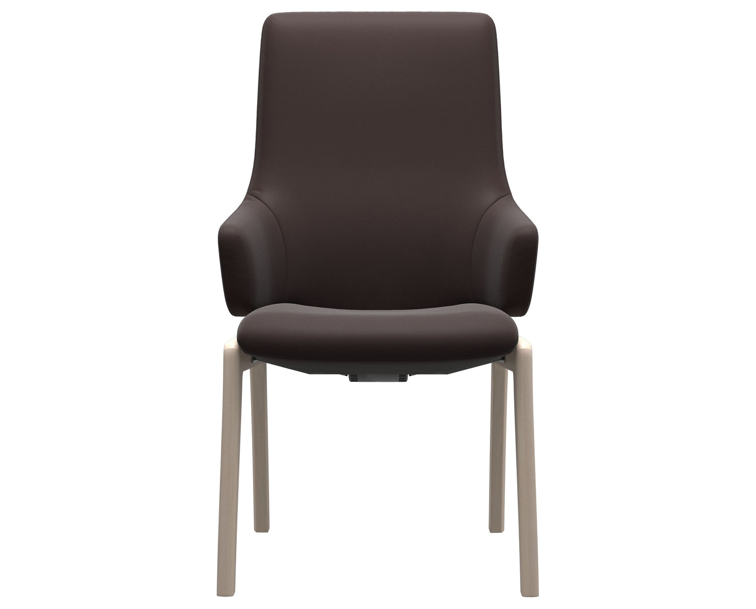 Paloma Leather Chocolate & Whitewash Base | Stressless Laurel High Back D100 Dining Chair w/Arms | Valley Ridge Furniture