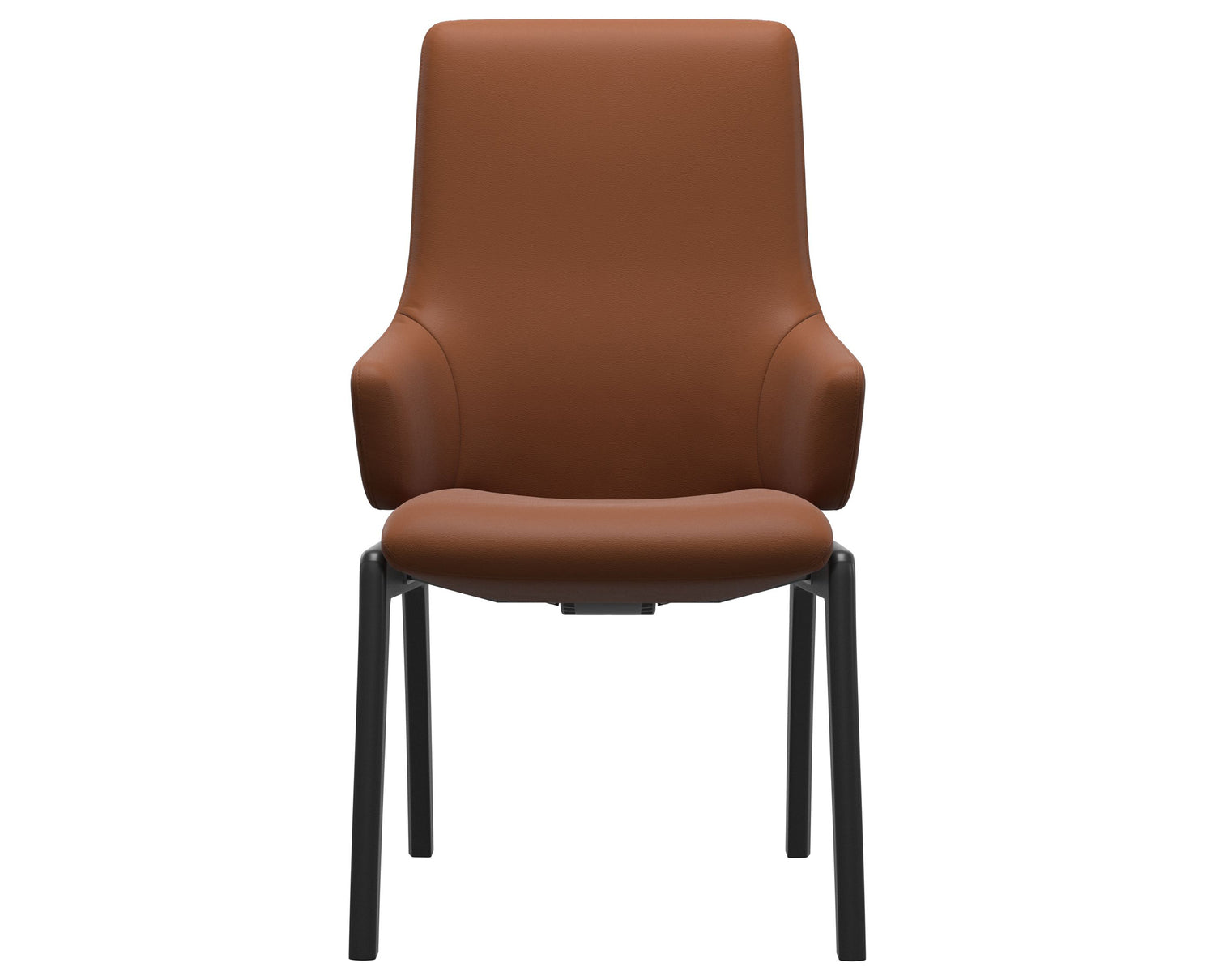 Paloma Leather New Cognac & Black Base | Stressless Laurel High Back D100 Dining Chair w/Arms | Valley Ridge Furniture