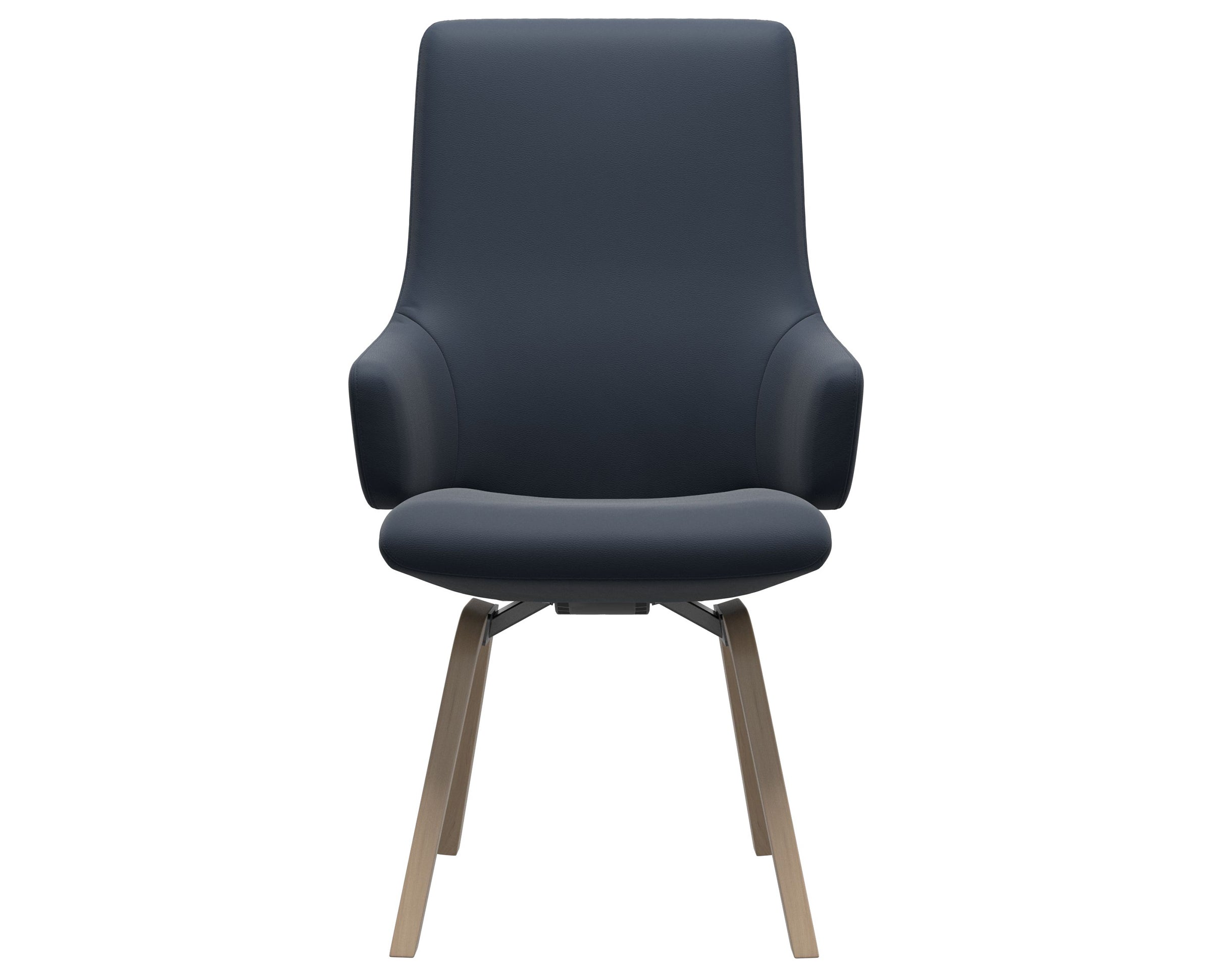Paloma Leather Oxford Blue and Natural Base | Stressless Laurel High Back D200 Dining Chair w/Arms | Valley Ridge Furniture
