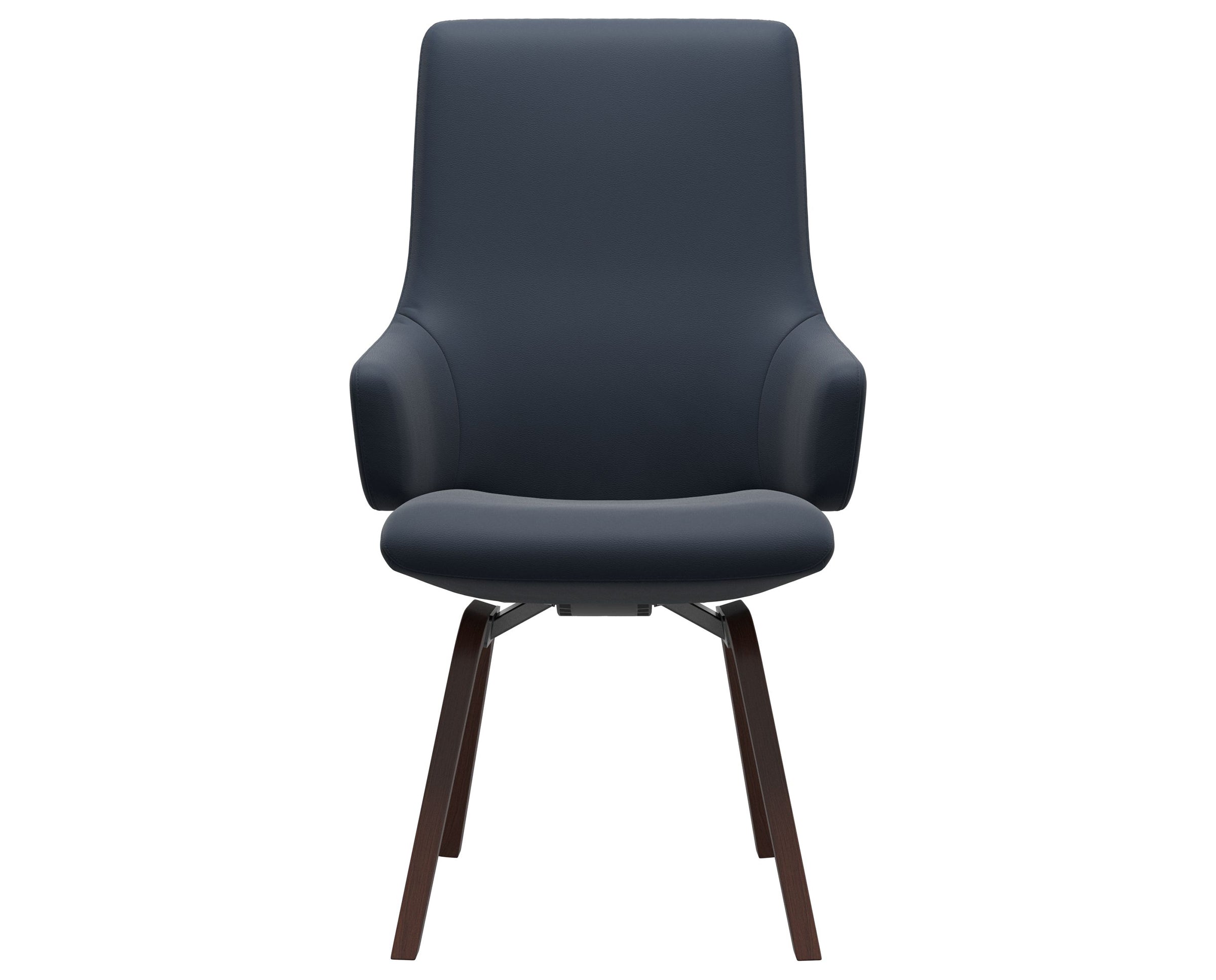 Paloma Leather Oxford Blue and Walnut Base | Stressless Laurel High Back D200 Dining Chair w/Arms | Valley Ridge Furniture