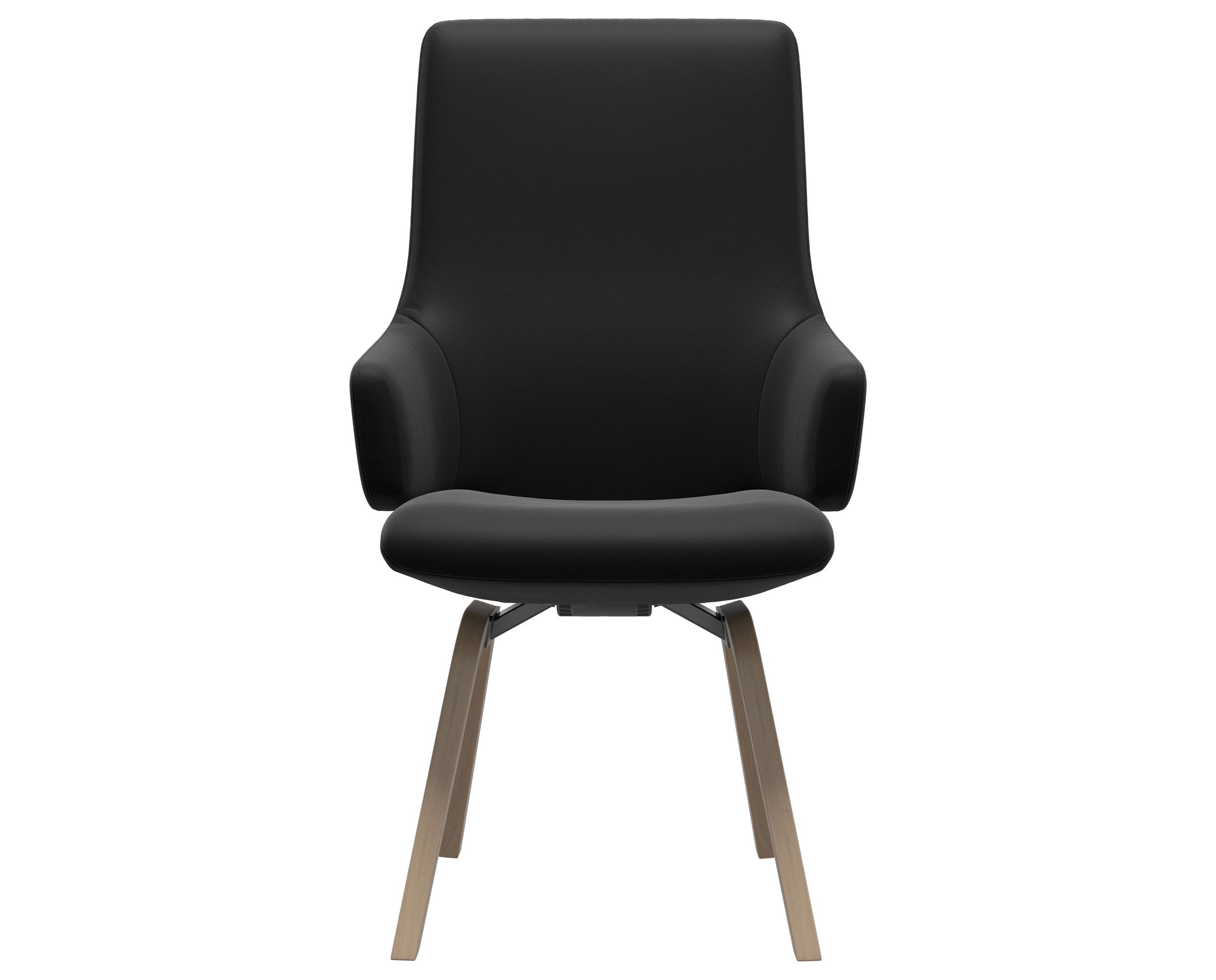 Paloma Leather Black and Natural Base | Stressless Laurel High Back D200 Dining Chair w/Arms | Valley Ridge Furniture