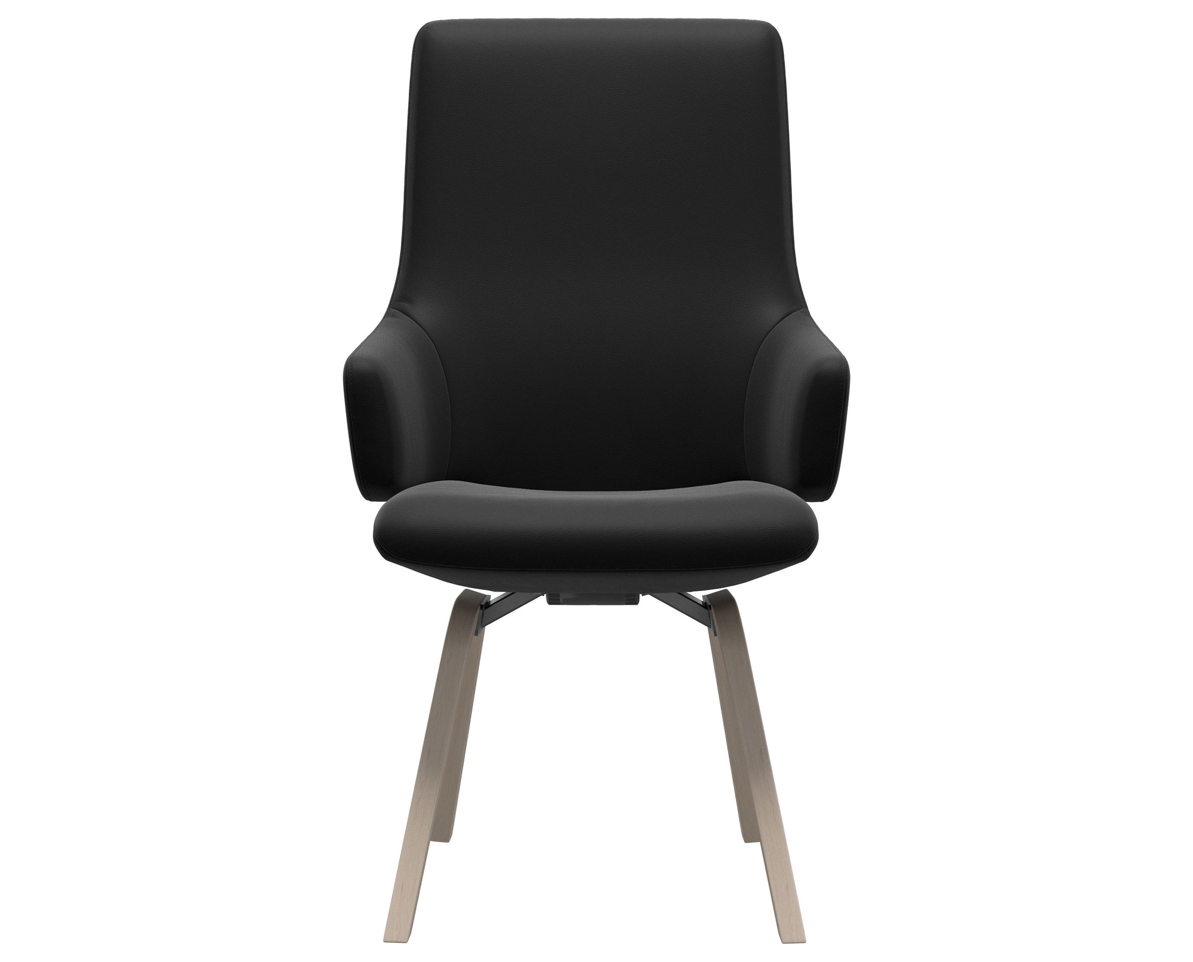 Paloma Leather Black and Whitewash Base | Stressless Laurel High Back D200 Dining Chair w/Arms | Valley Ridge Furniture